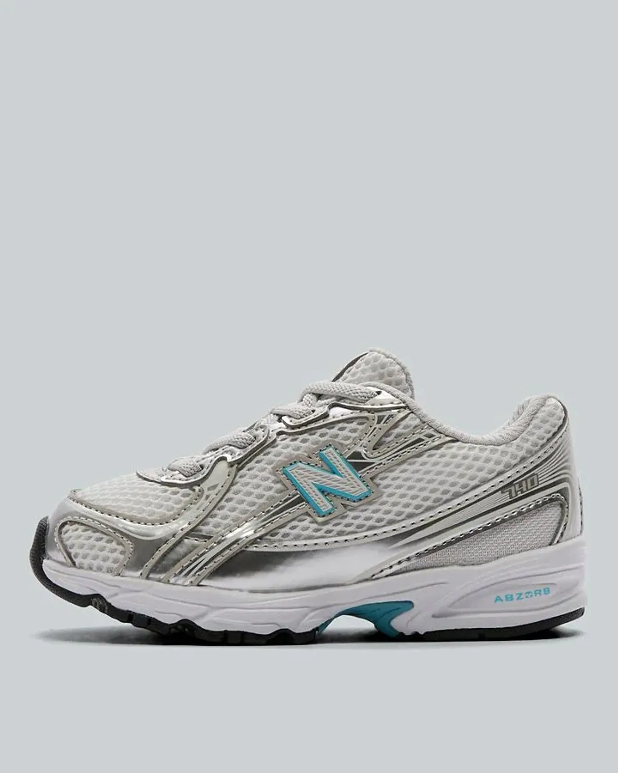 New Balance Infants 740 Bungee Lace in Grey/Blue Synthetic