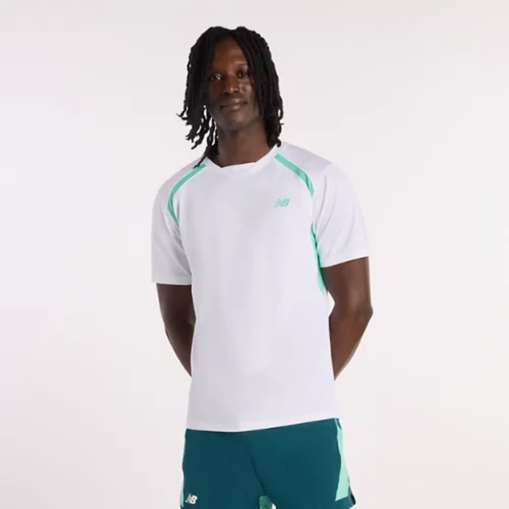 New Balance Men's Tournament Novelty Top in White Poly Knit