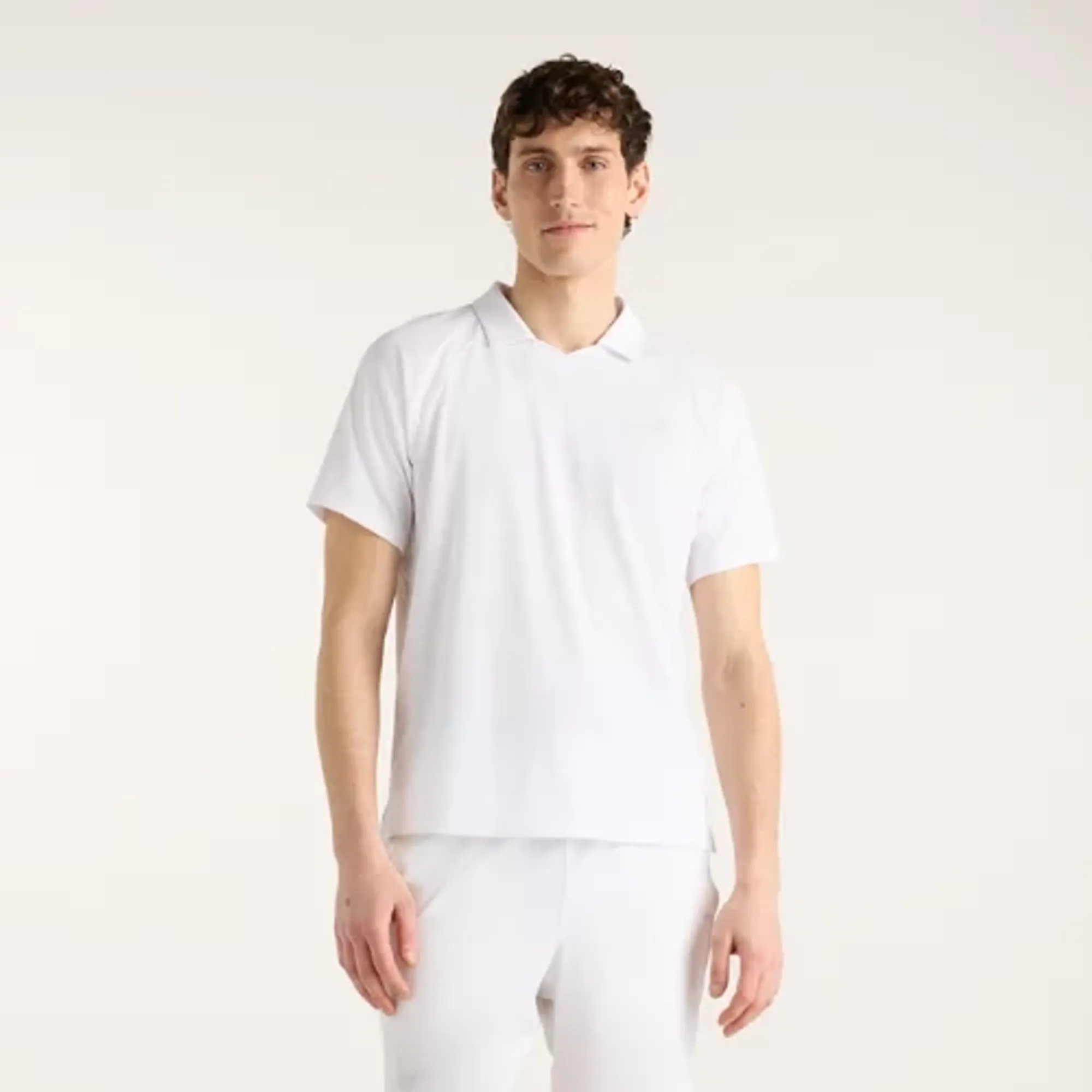 New Balance Men's Tournament Polo in White/Grey Poly Knit