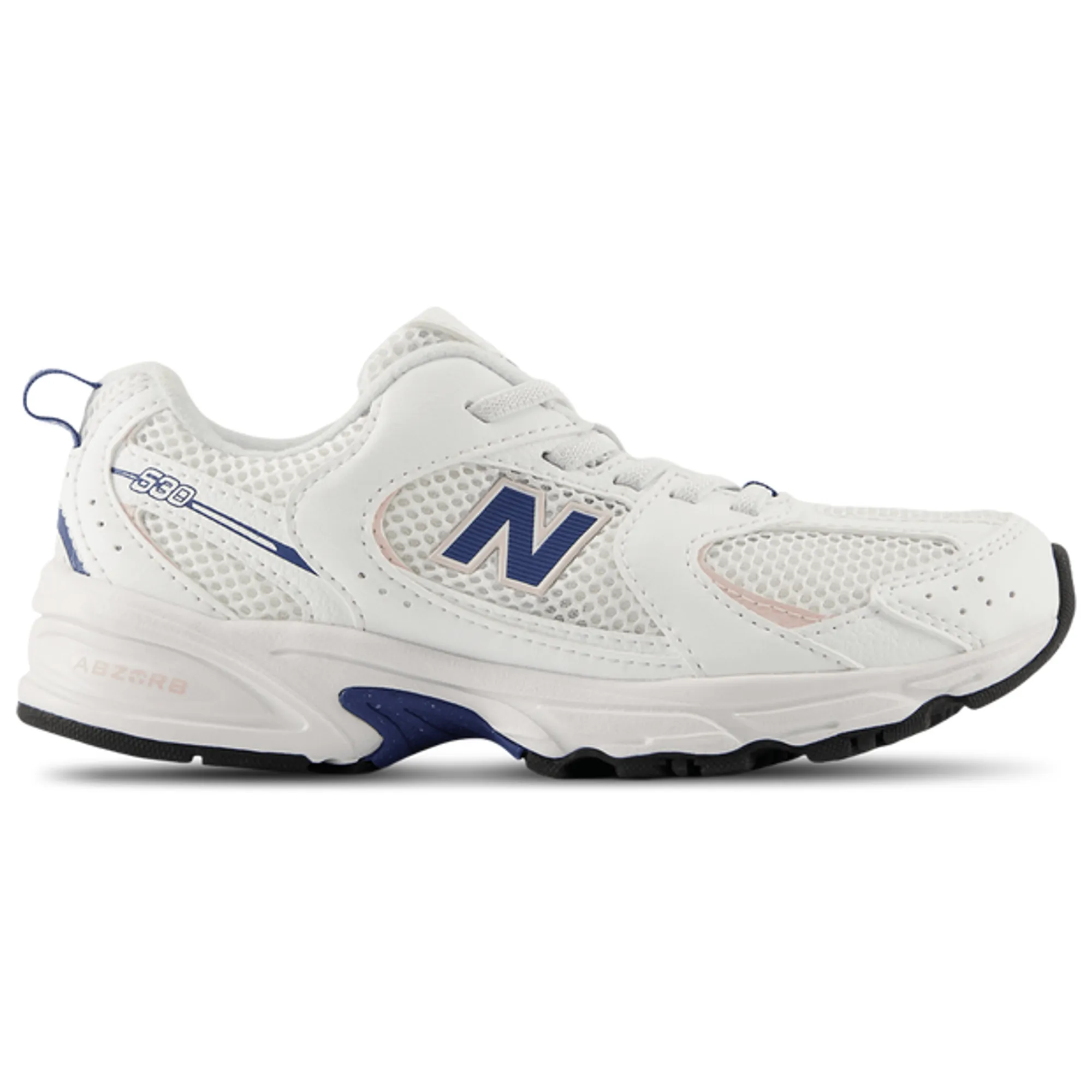 New Balance Kids 530 Bungee Lace in White/Blue Synthetic