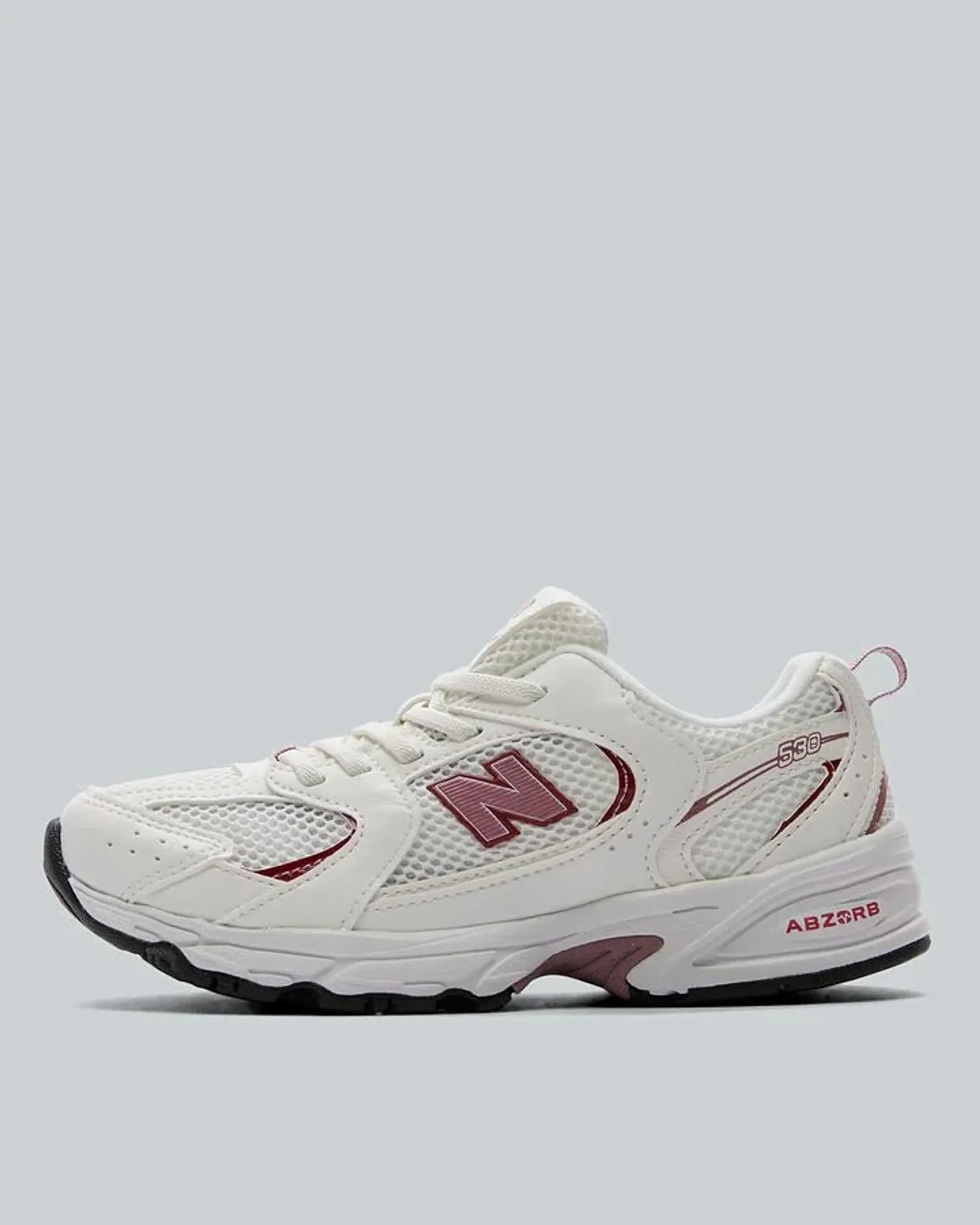 New Balance Kids 530 Bungee Lace in White/Pink Synthetic