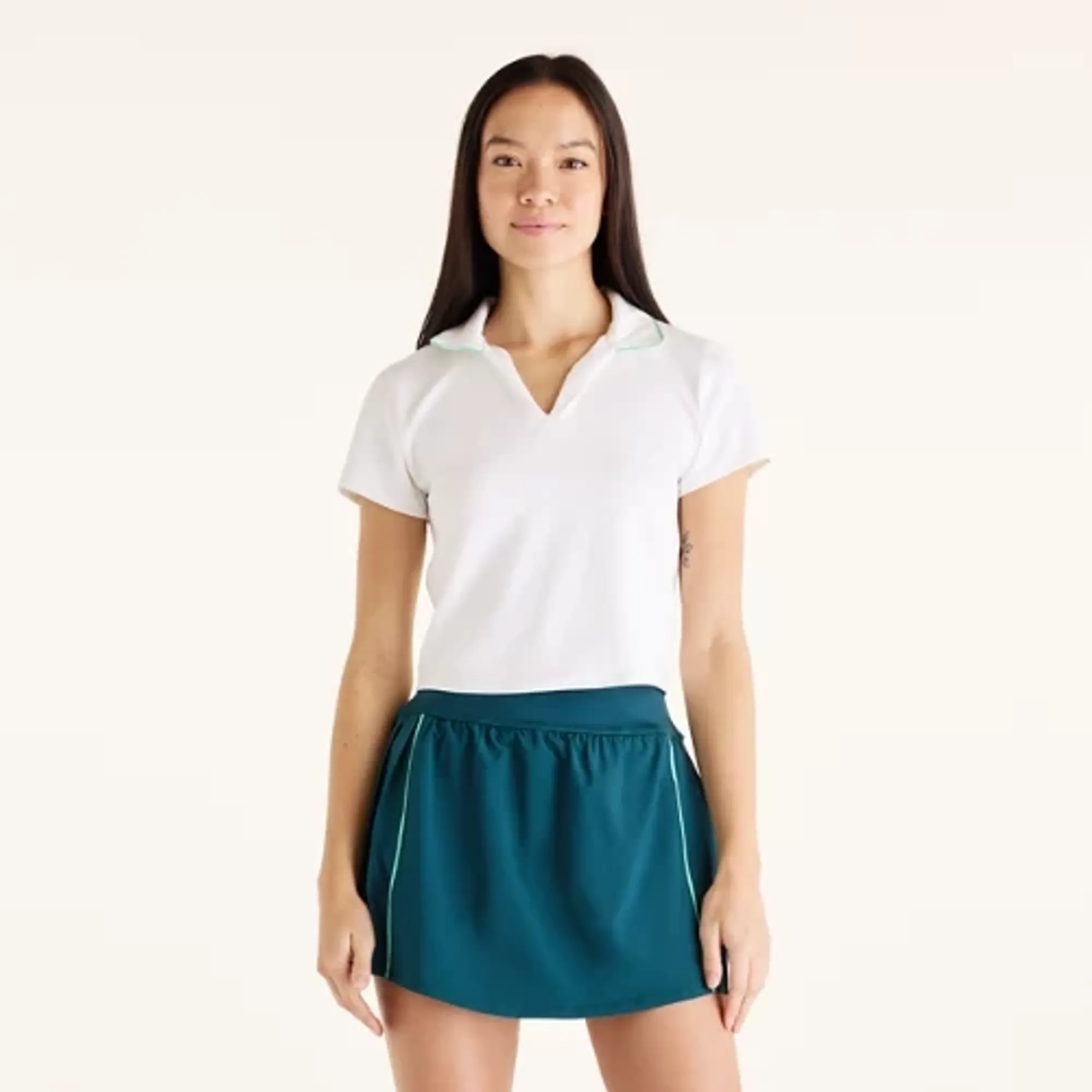 New Balance Women's Tournament Polo in White Poly Knit
