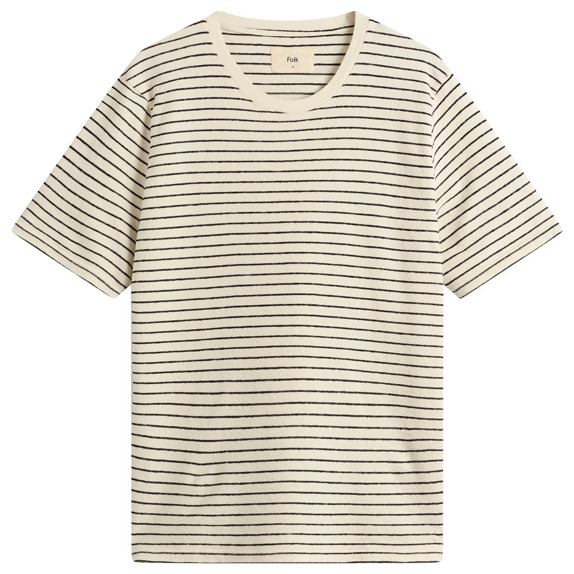 Folk Men's Textured Stripe T-Shirt Ecru/Black
