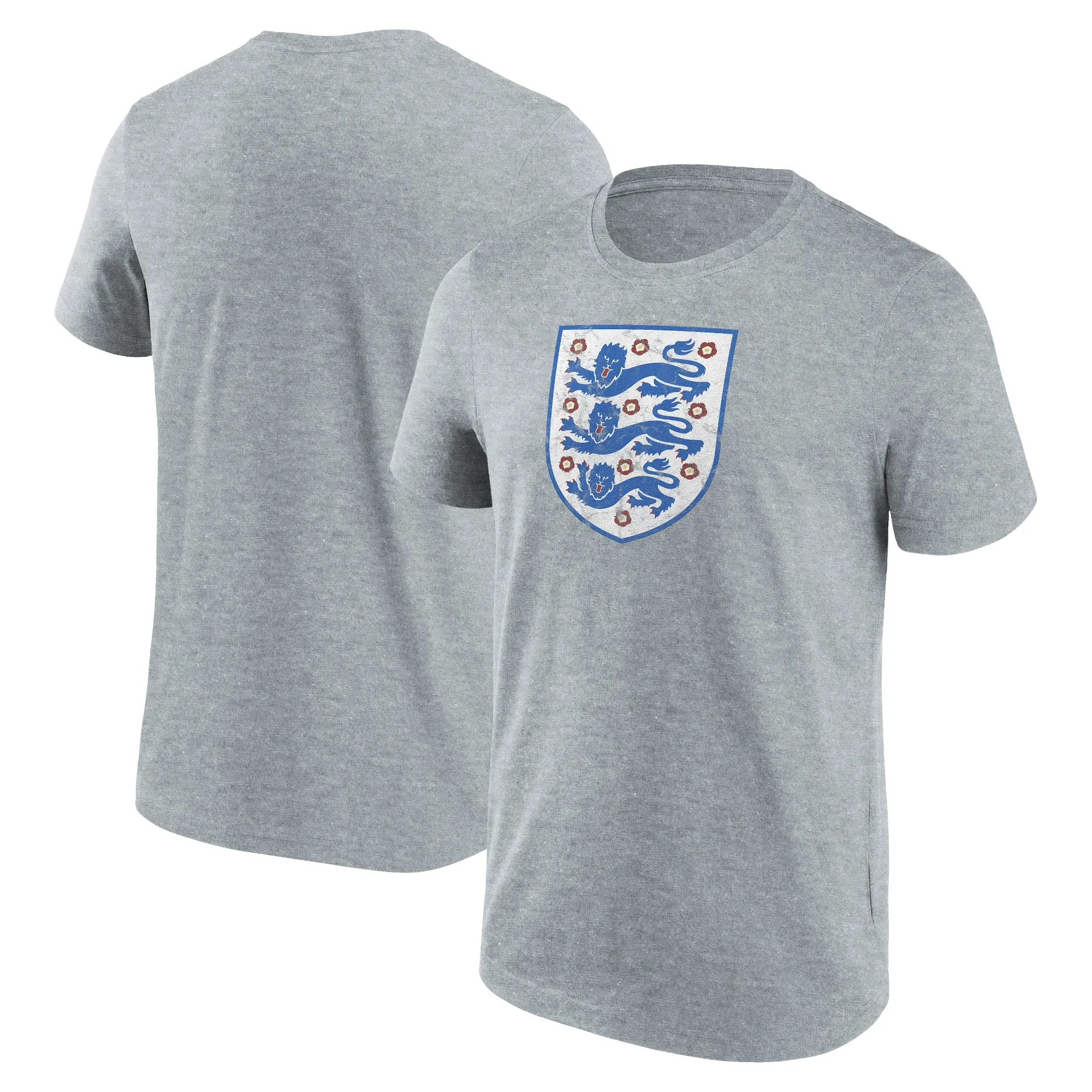 England Distressed Retro Crest Graphic T-Shirt - Grey - Mens