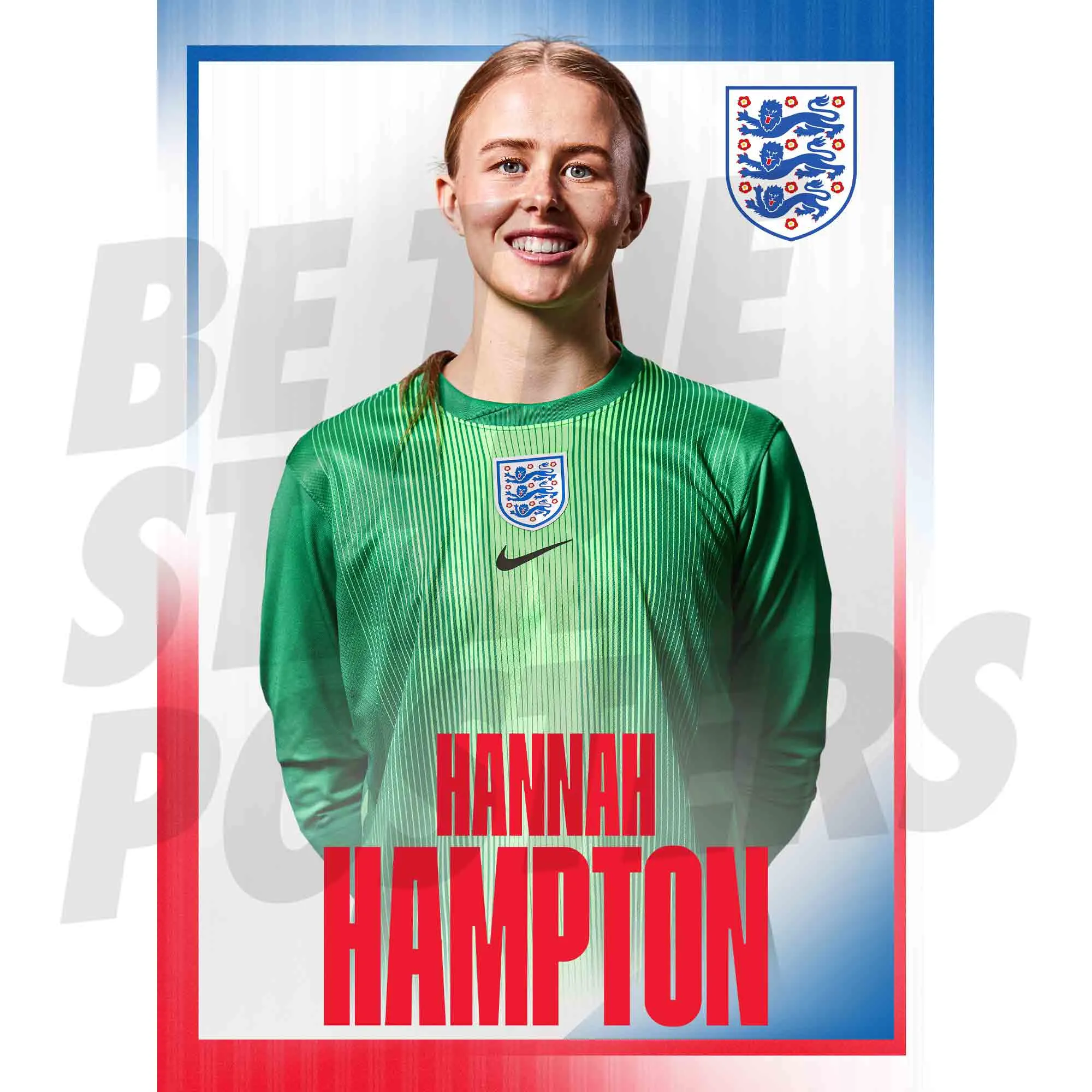 England Lionesses Hannah Hampton 25/26 Home Headshot A3 Poster