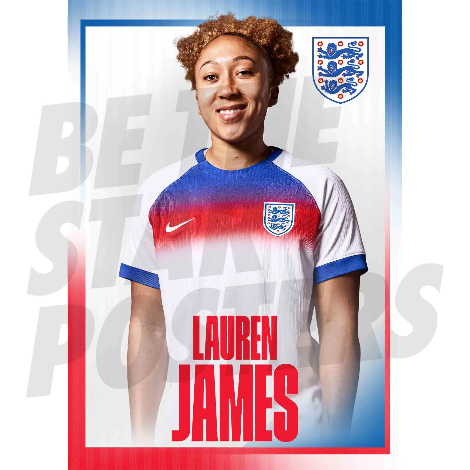 England Lionesses Lauren James 25/26 Home Headshot A3 Poster