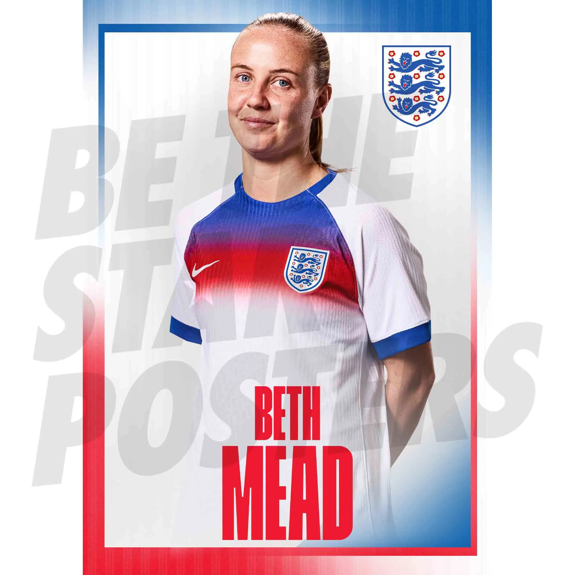 England Lionesses Beth Mead 25/26 Home Headshot A3 Poster