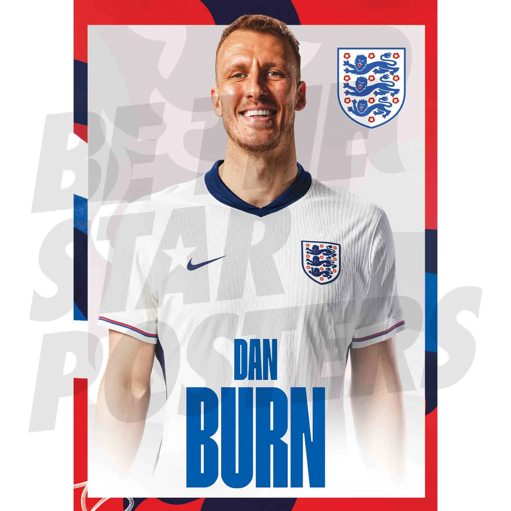 England Dan Burn Headshot A3 Poster