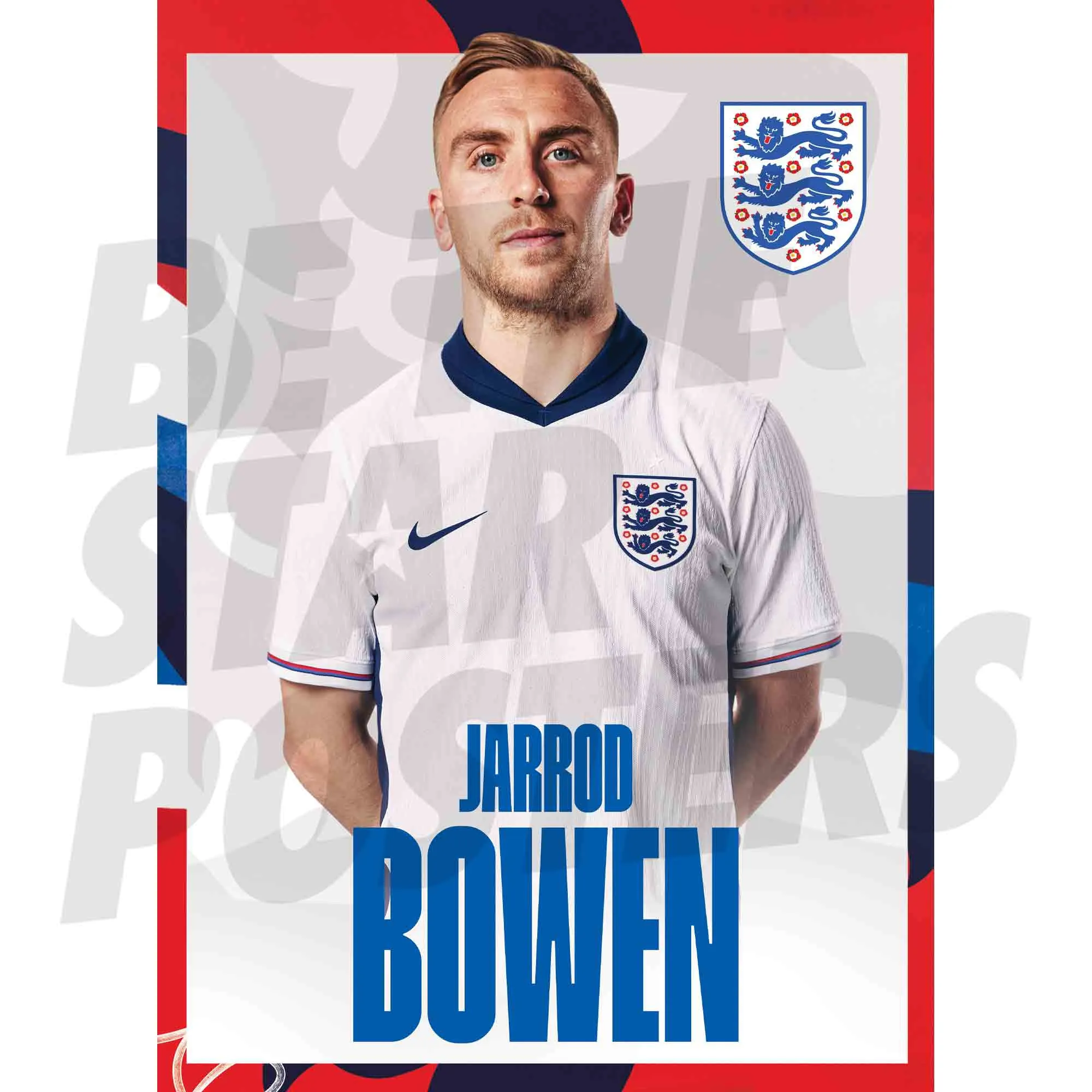 England Jarrod Bowen Headshot A3 Poster