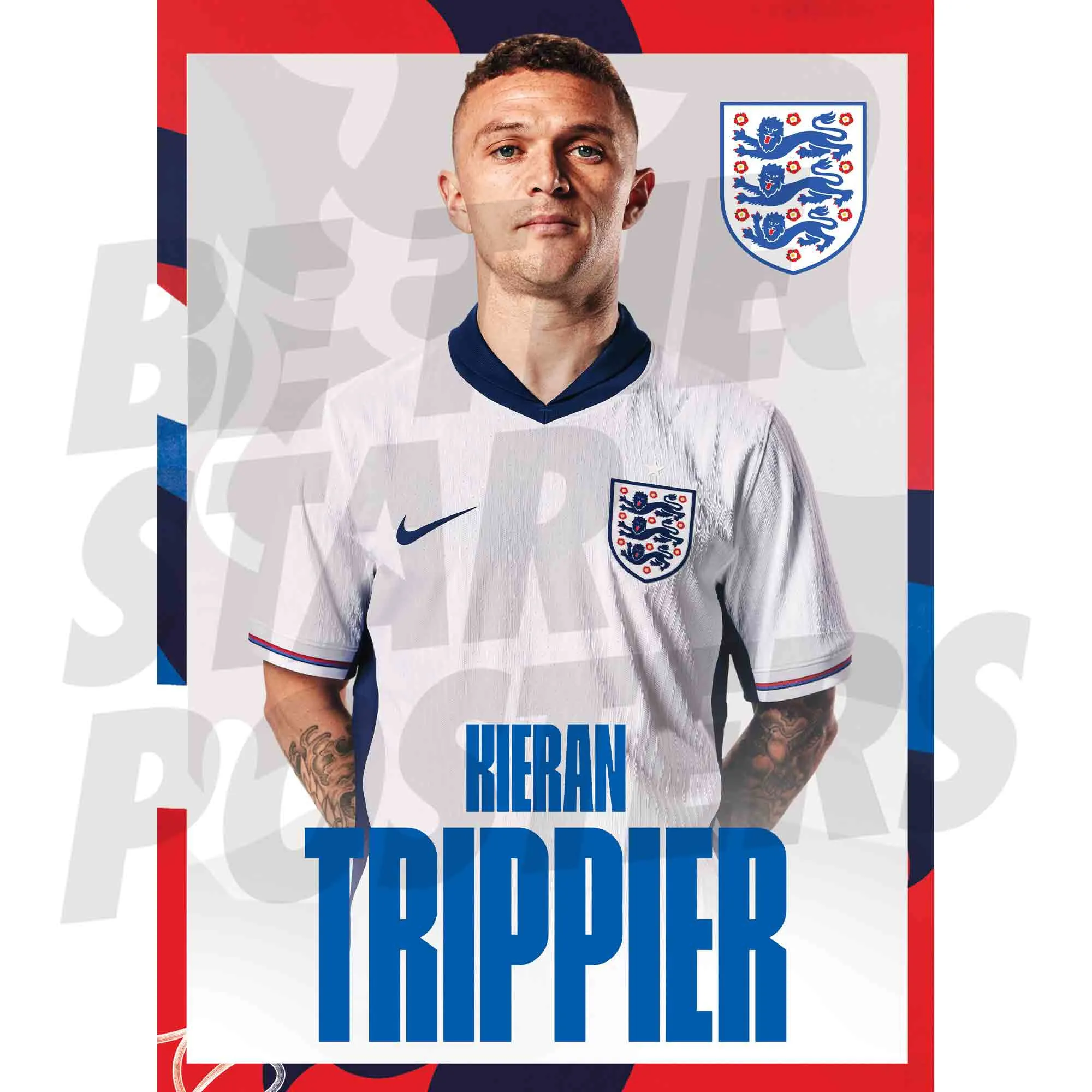 England Kieran Trippier Headshot A3 Poster