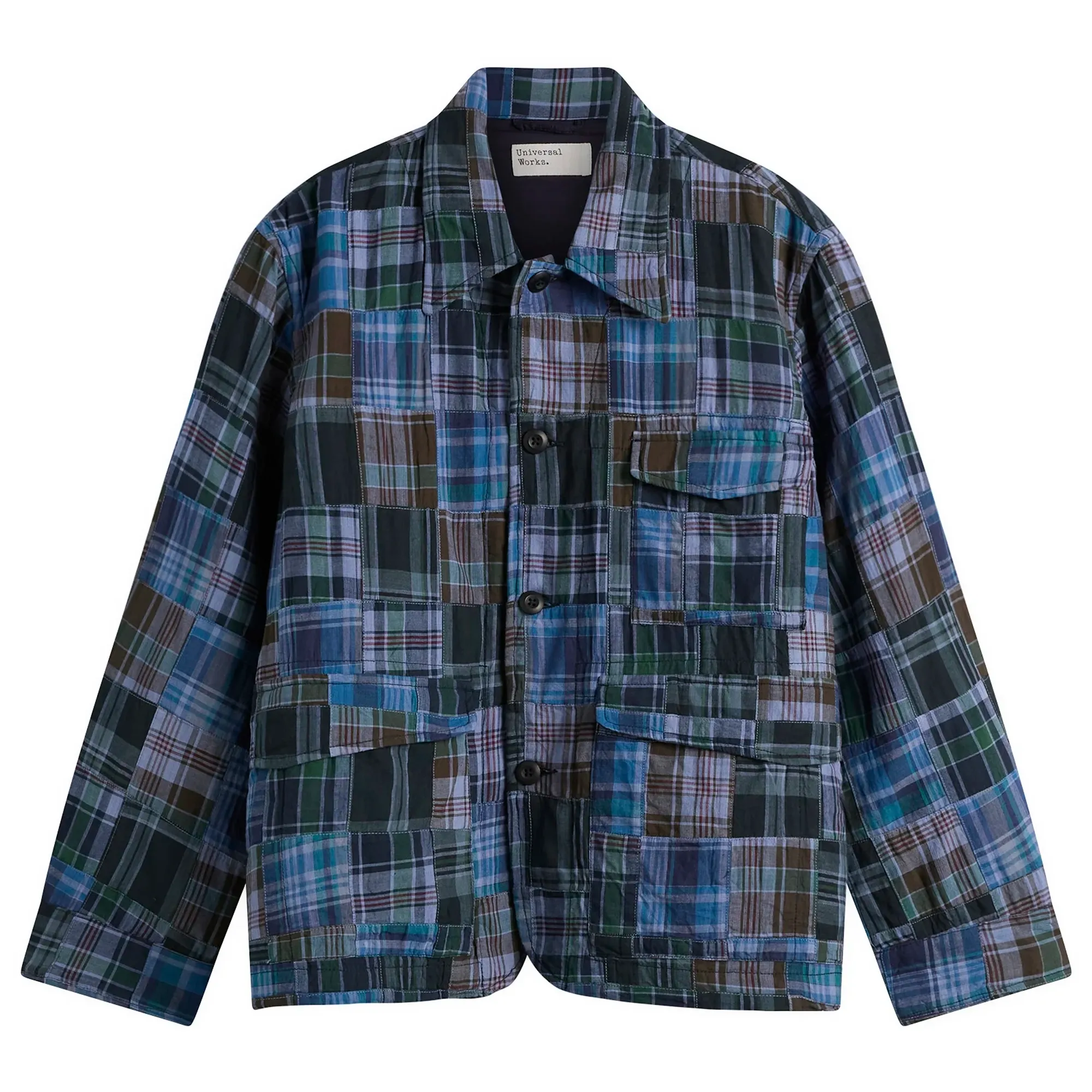 Universal Works Men's Madras Patchwork Duty Jacket Navy