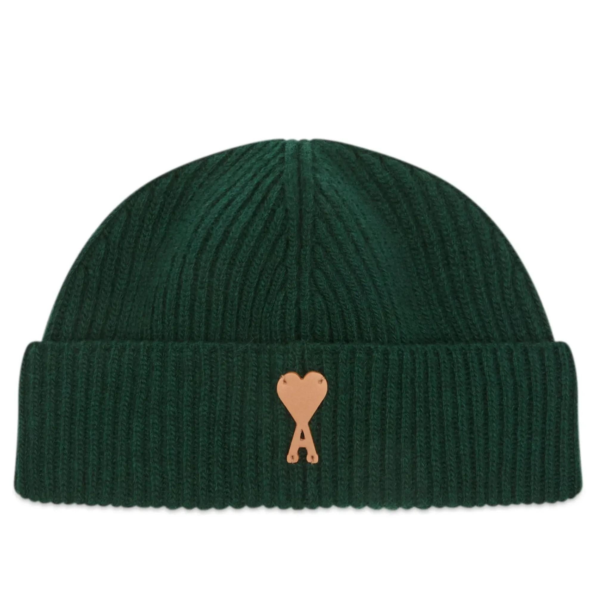 AMI Paris Men's Ami Merino Wool Beanie Vert Sapin