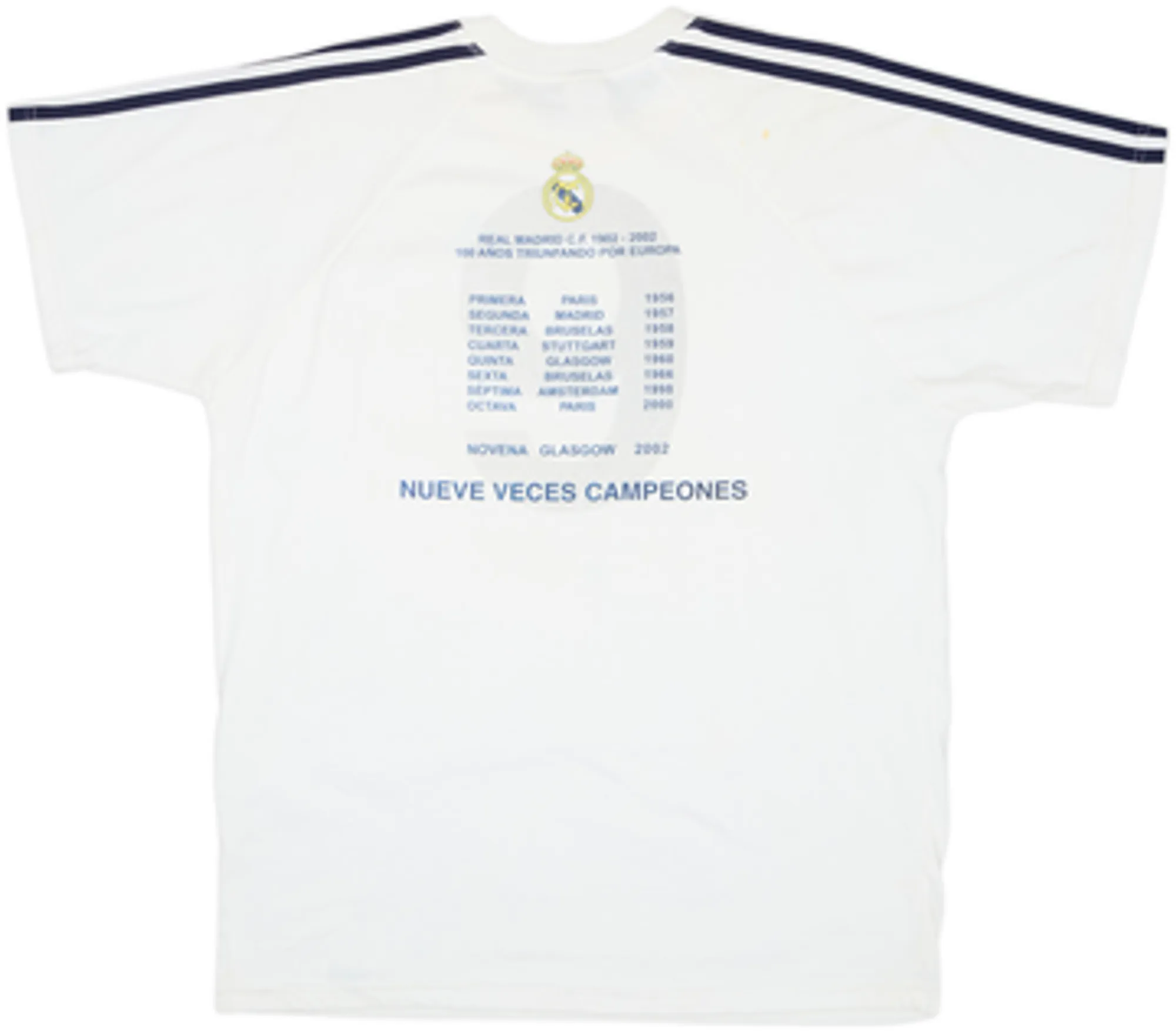 2001-02 Real Madrid adidas CL Winners Cotton Tee - 5/10 - (L)