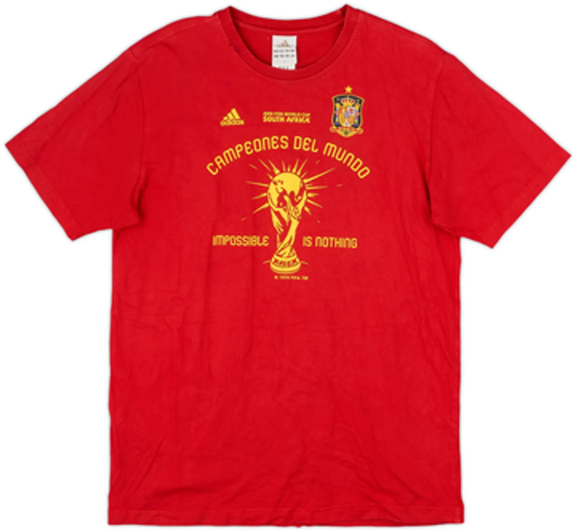 2010 Spain adidas 'Campeones Del Mundo' Cotton Tee - 7/10 - (L)