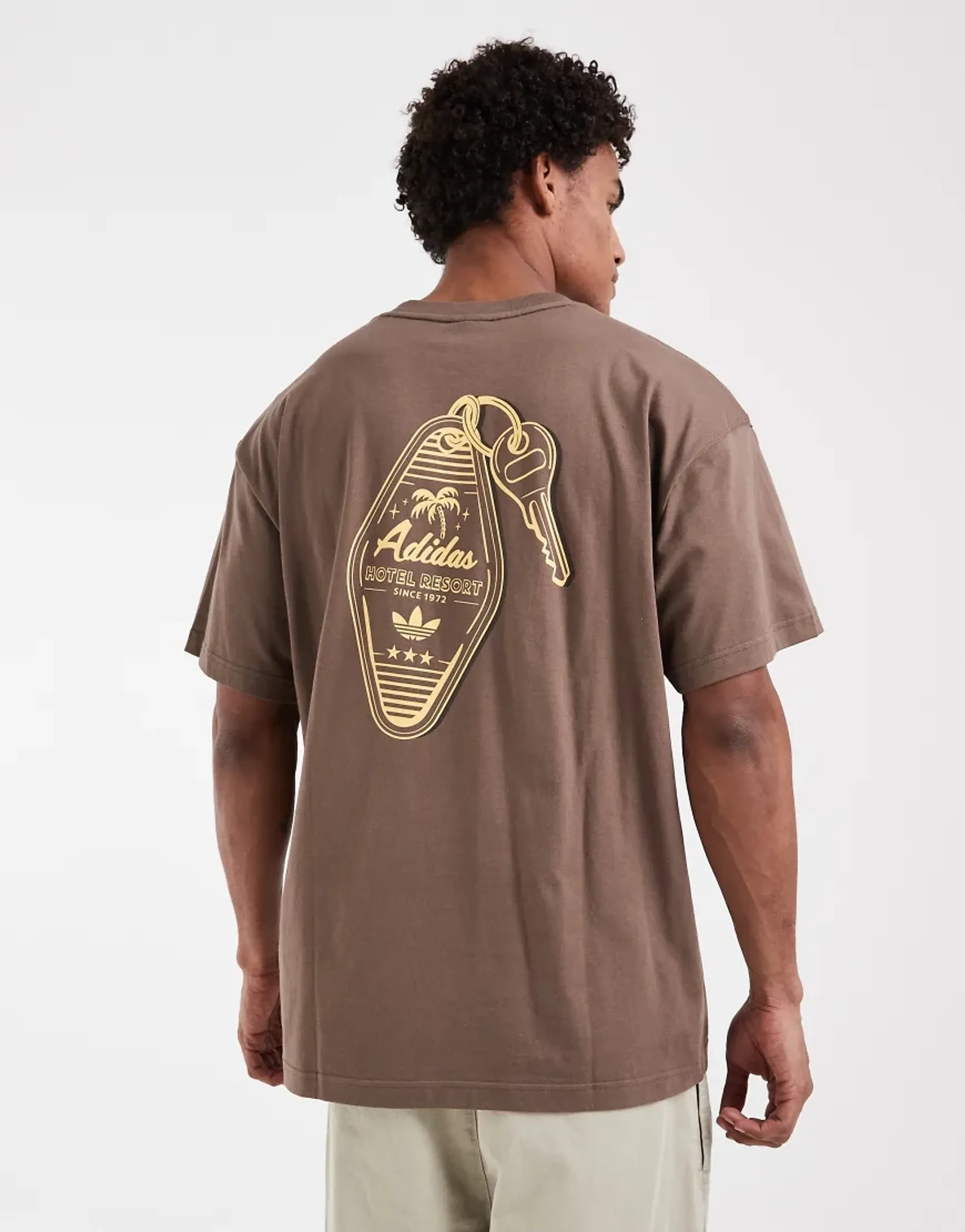 Adidas Originals Hotel Key Graphic T-Shirt In Brown And Orange
