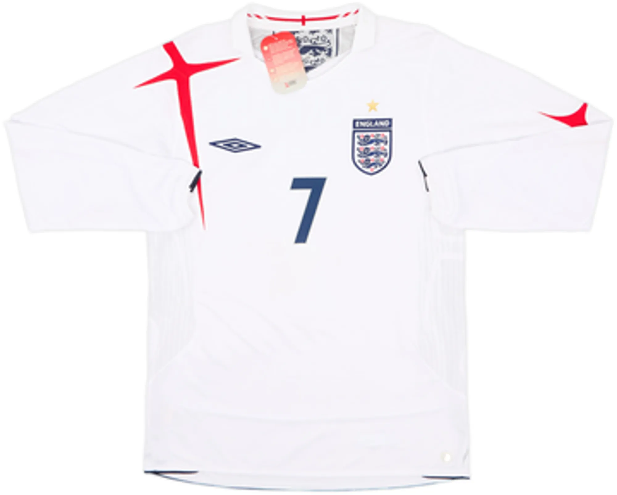2005-07 England Home L/S Shirt Beckham #7 (S)