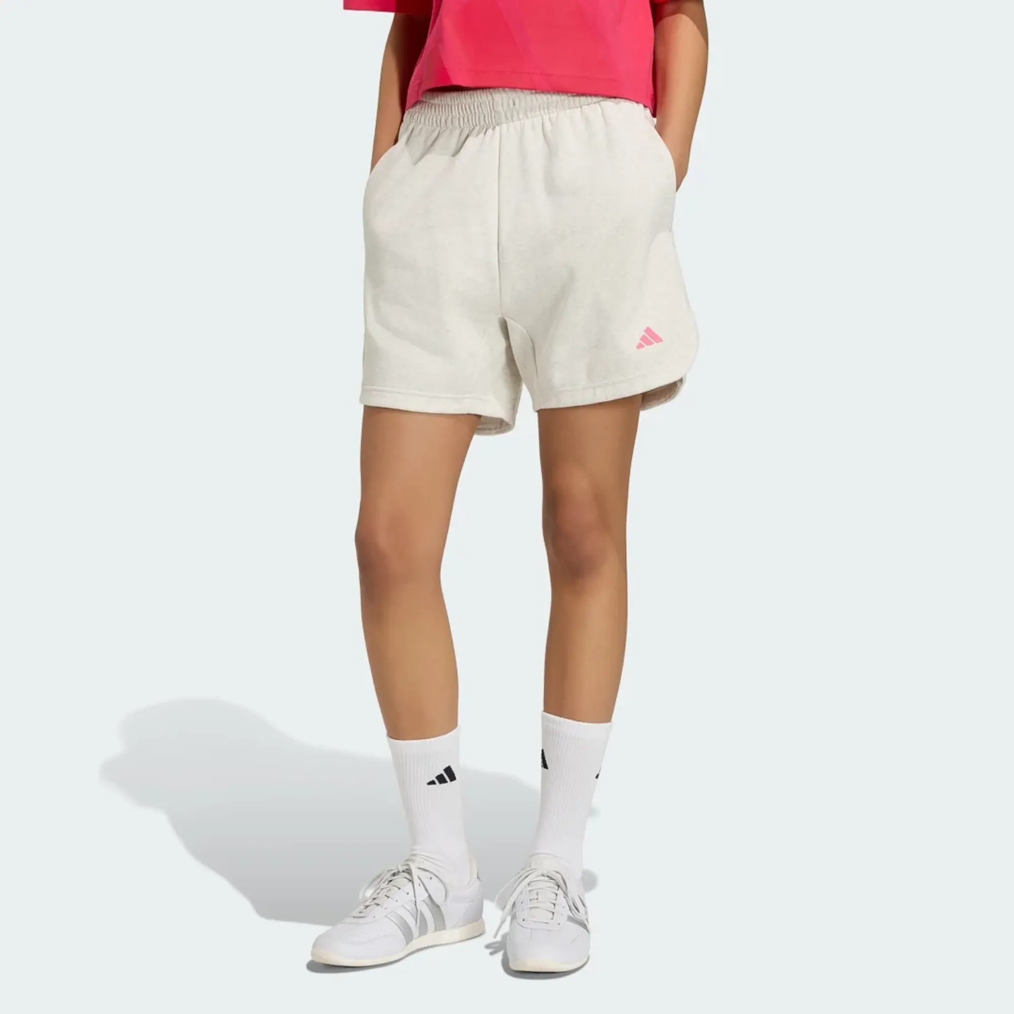 adidas 3 Stripes Studio Fleece Loose Shorts