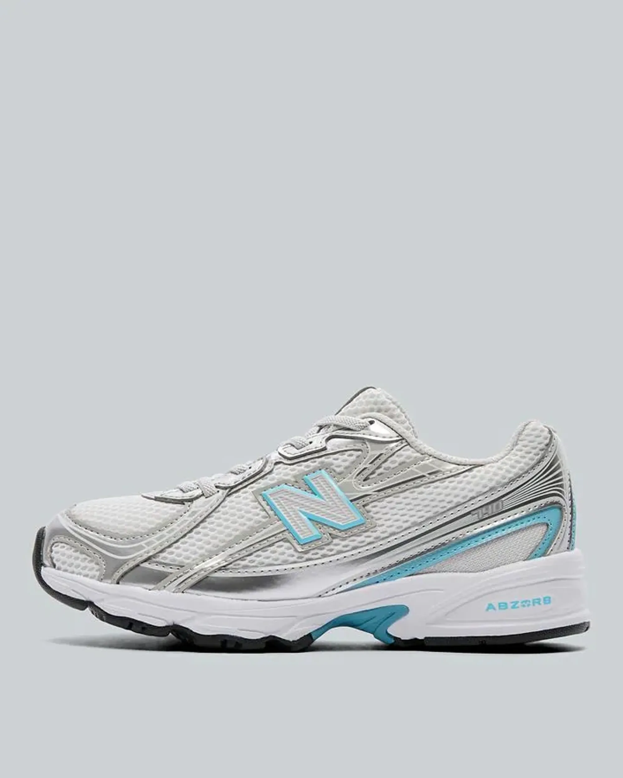 New Balance Kids 740 Bungee Lace in Grey/Blue Synthetic