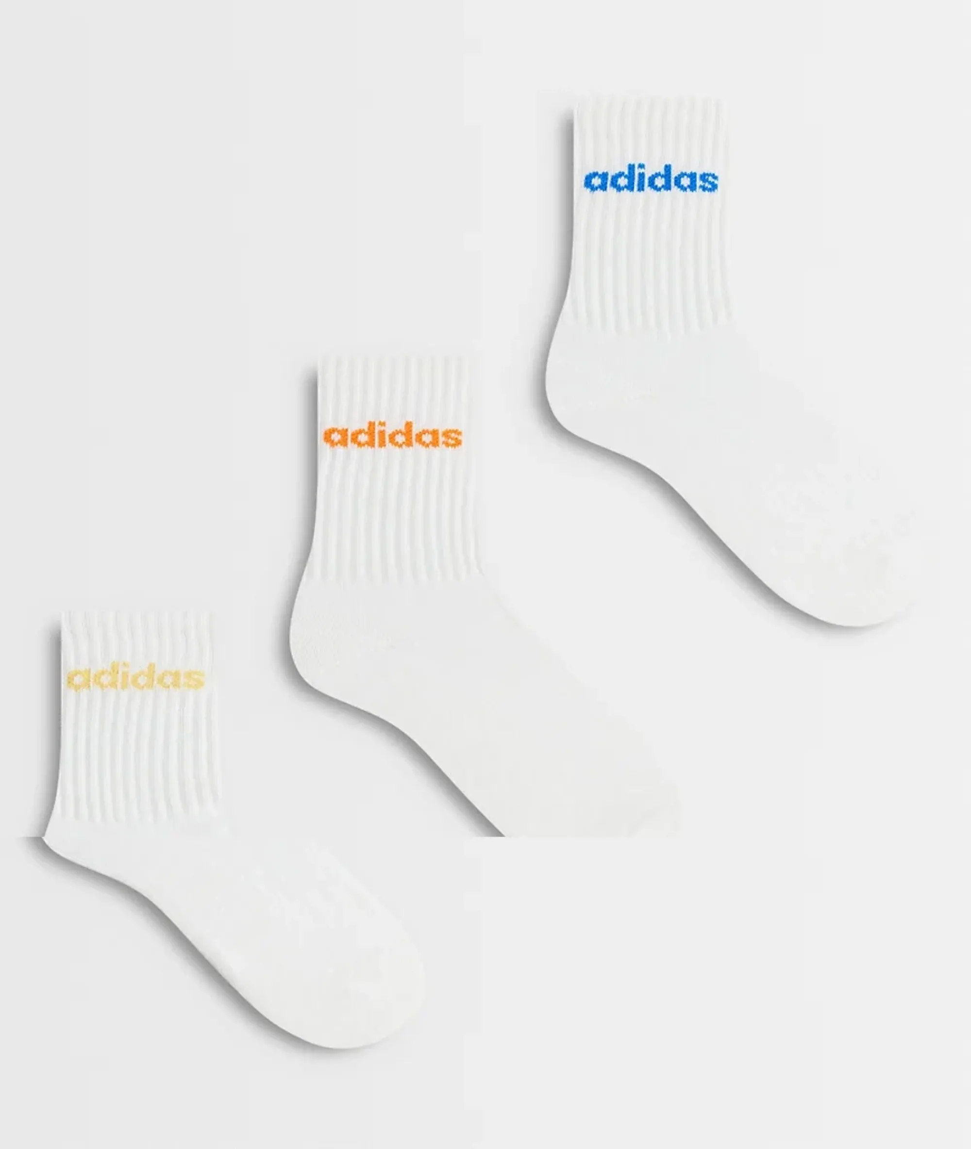 Adidas Training Socks With Bright Linear Logo In White 3 Pack