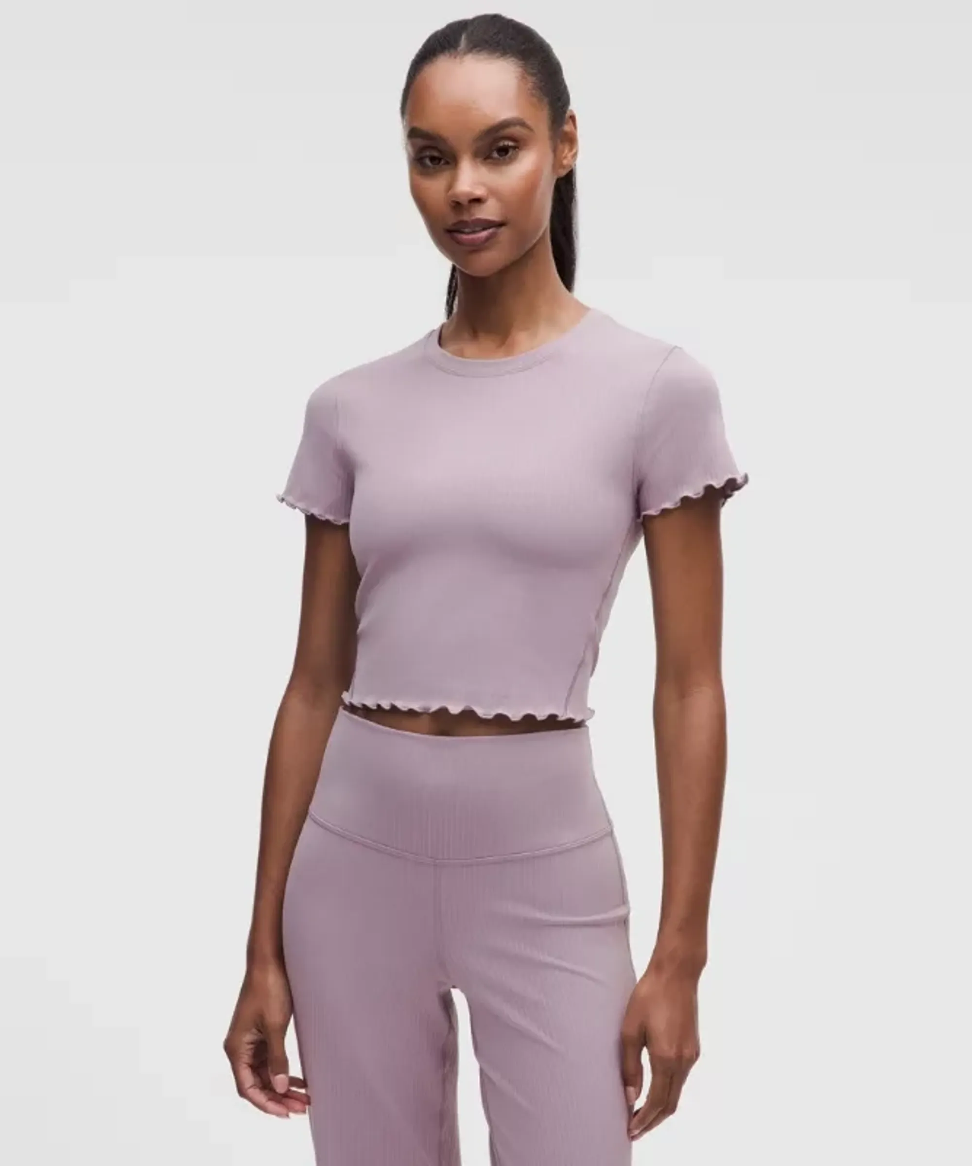lululemon – Women's Align Lettuce-Hem Baby Tee – Color Purple/Pastel – Size 12