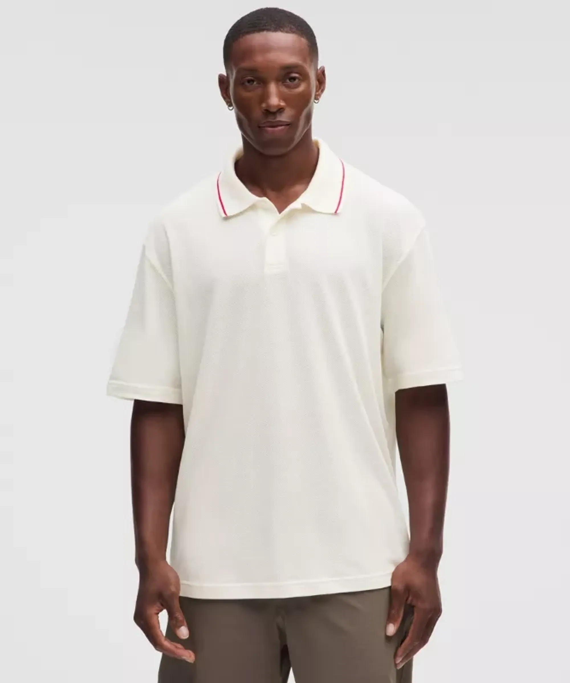 lululemon – Men's -Knit Jersey Short-Sleeve Polo Shirt – Color White – Size Small