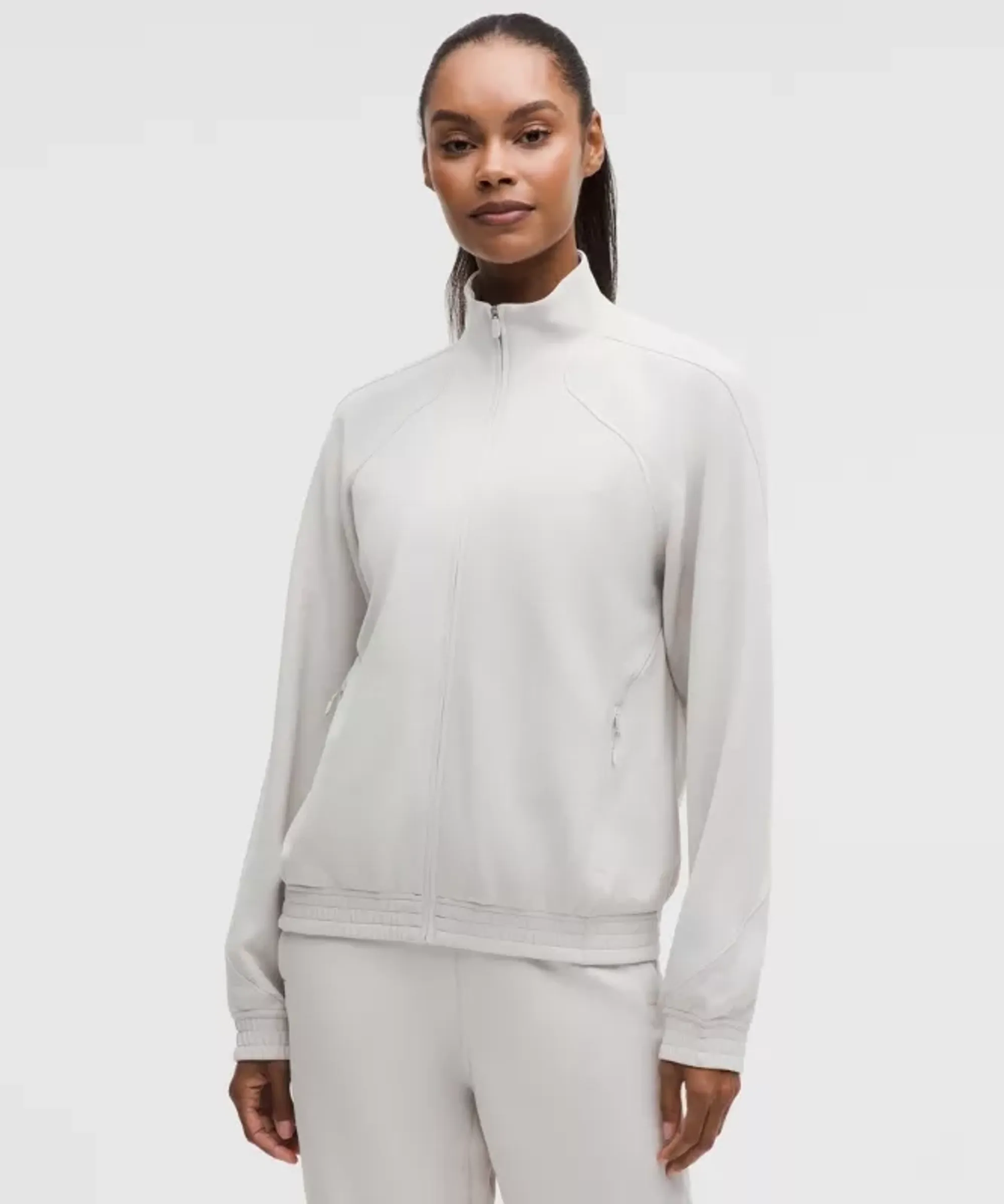 lululemon – Women's Adapted State Thermal Track Jacket – Color Grey/White – Size 2
