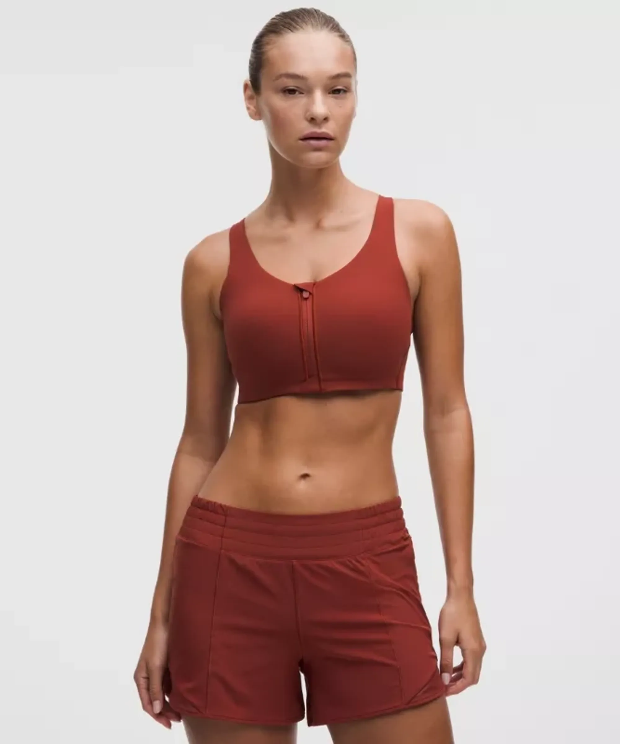 lululemon – Women's Energy Zip-Front Sports Bra High-Support, B-G Cups – Color Red – Size 32D
