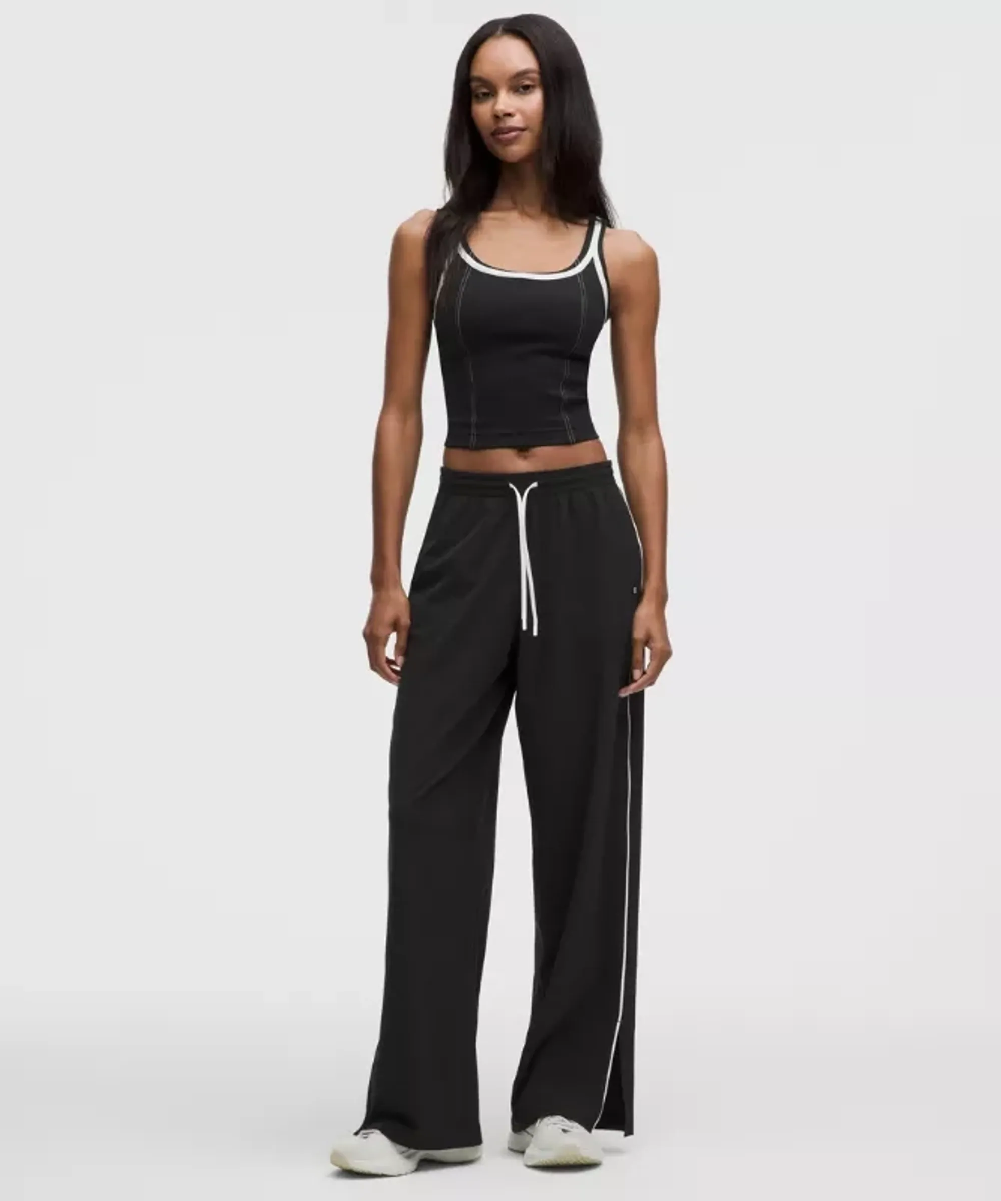 lululemon – Women's Court Rival Wide-Leg Track Pants Regular – Color Black/White – Size 6