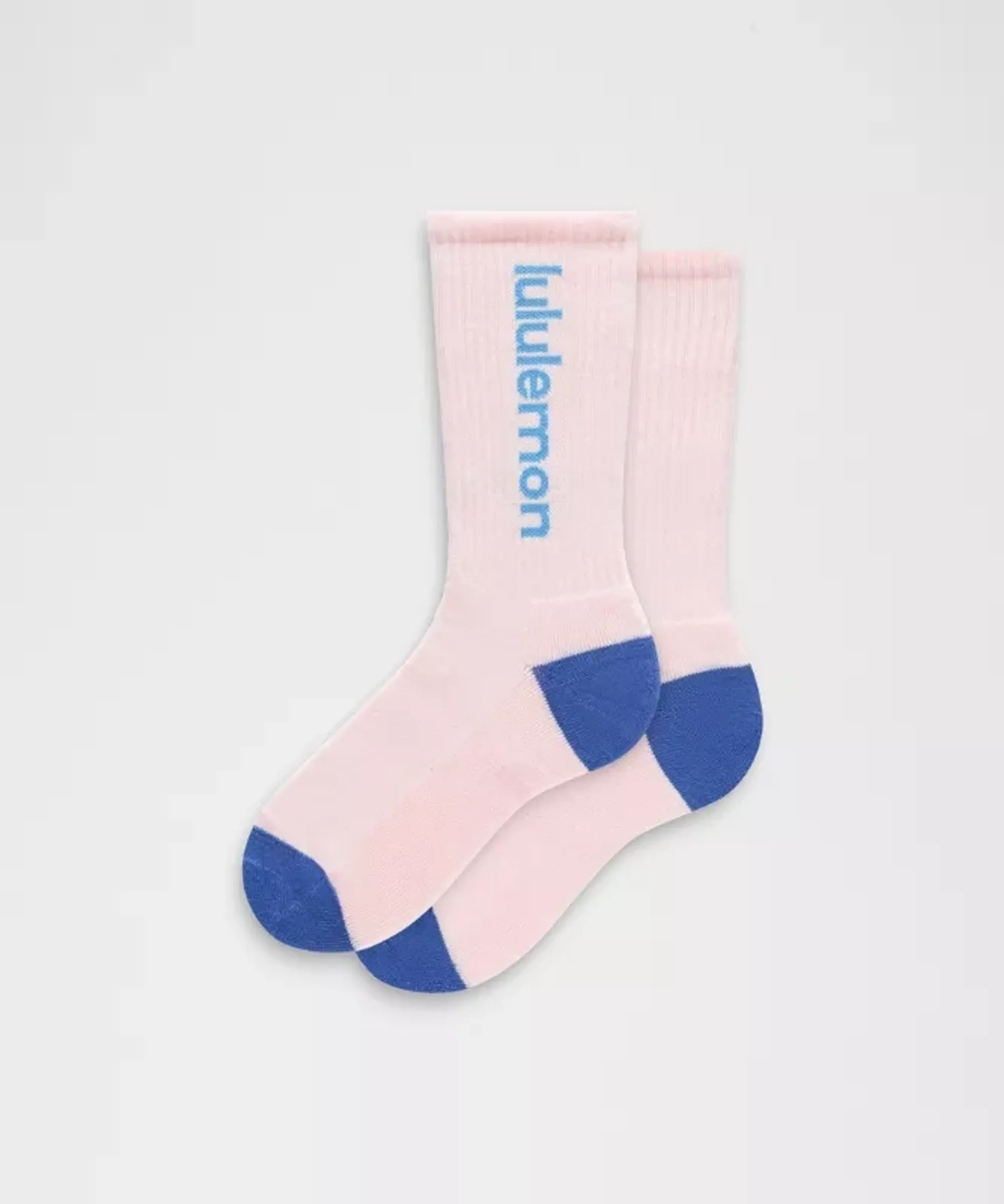lululemon – Daily Essential Crew Socks Wordmark – Color Pink/Blue/White – Size Medium