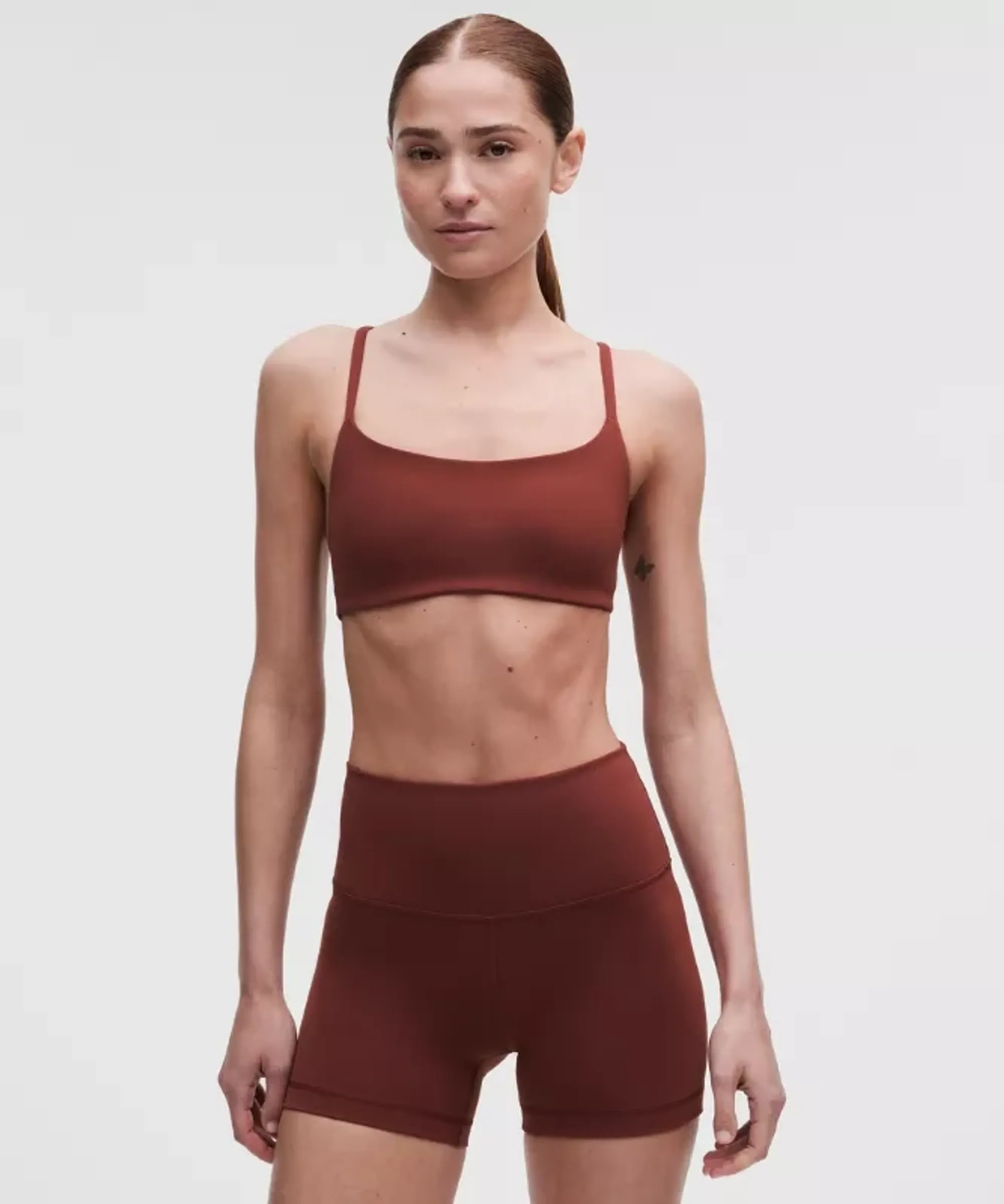 lululemon – Women's Wunder Train Strappy Racer Sports Bra Light Support, A/B Cup – Color Red – Size 8