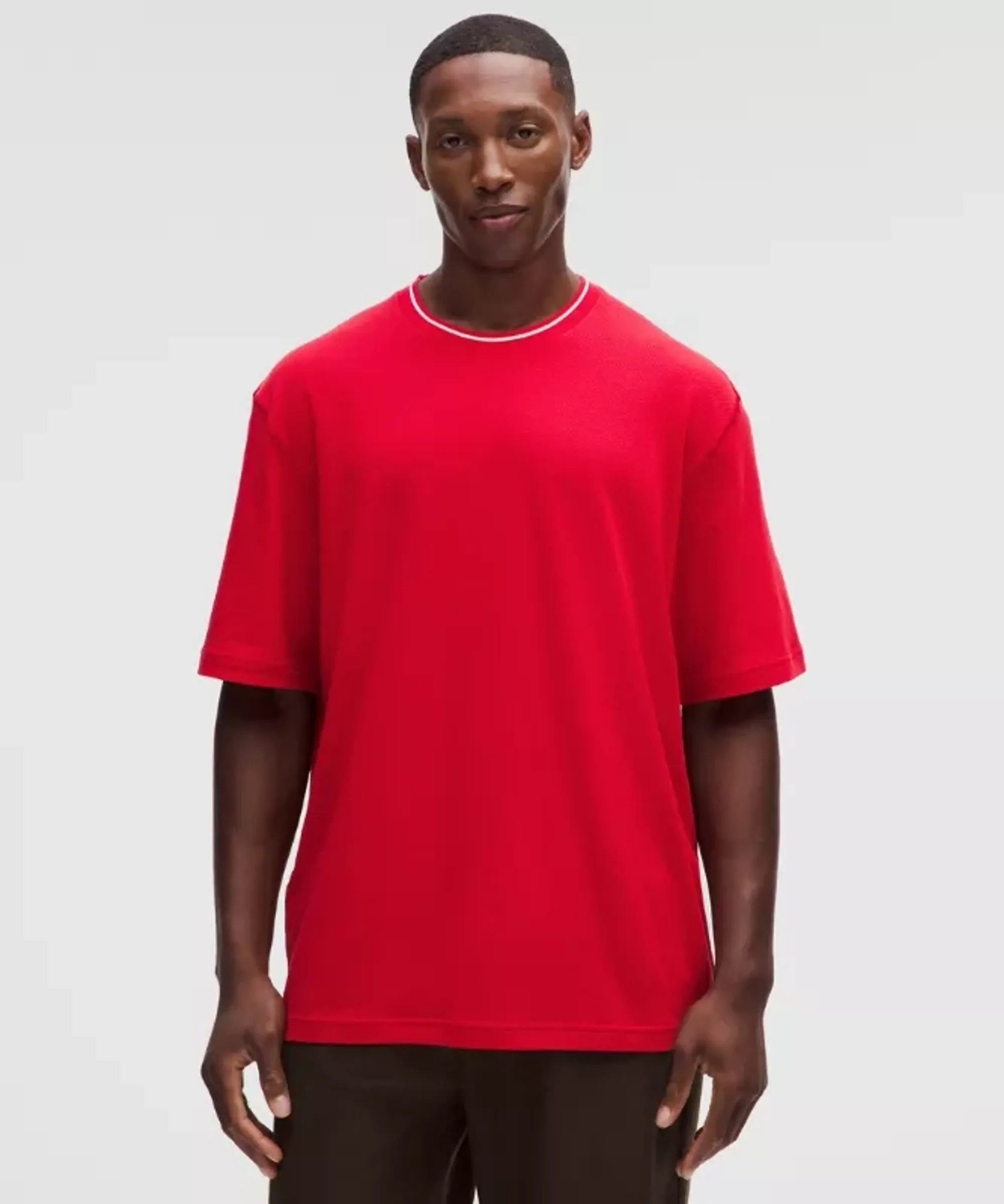 lululemon – Men's -Knit Jersey Short-Sleeve Shirt – Color Red/Neon – Size 2XL