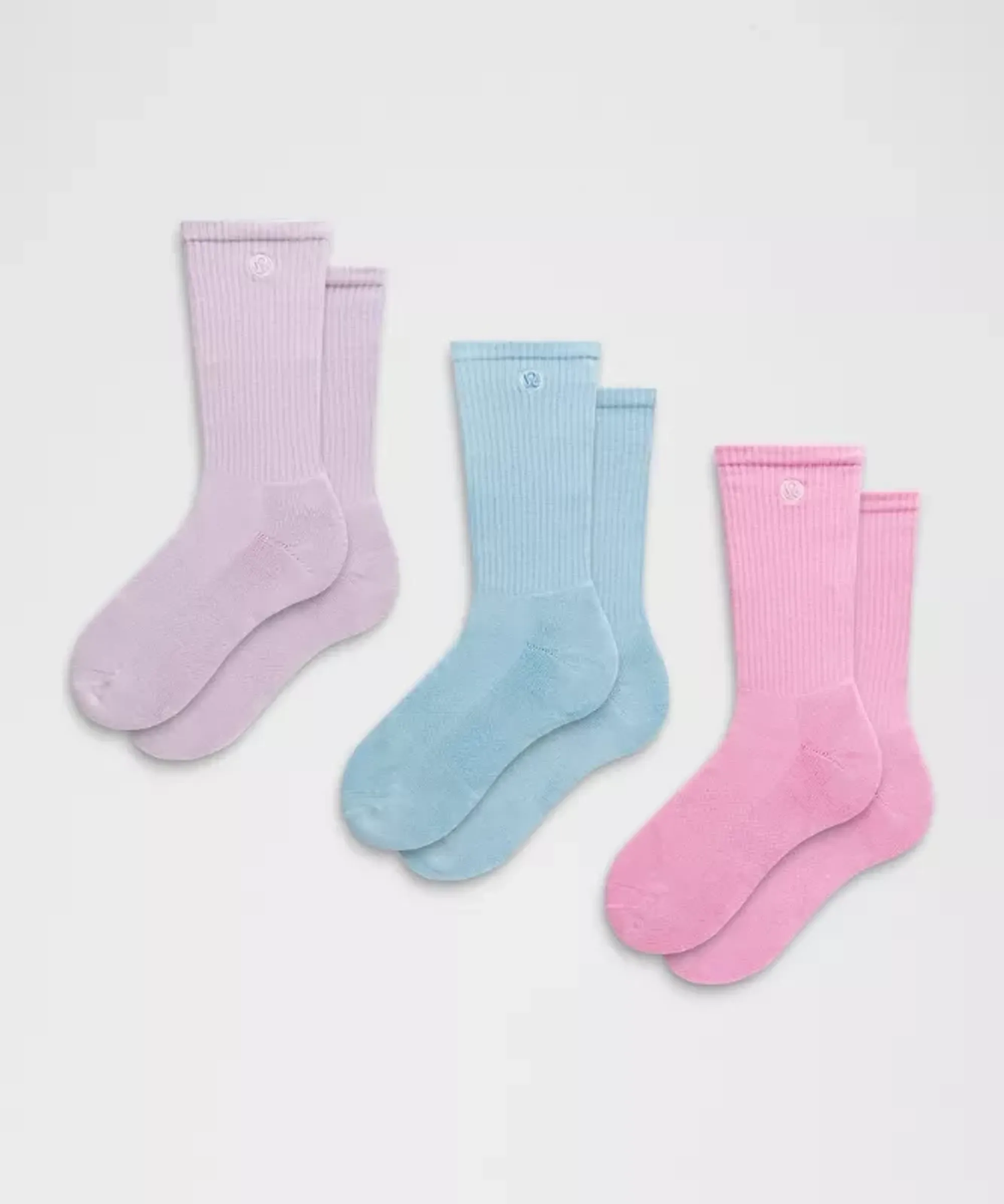 lululemon – Daily Essential Crew Socks 3 Pack – Color Pink/Purple/Blue – Size Small