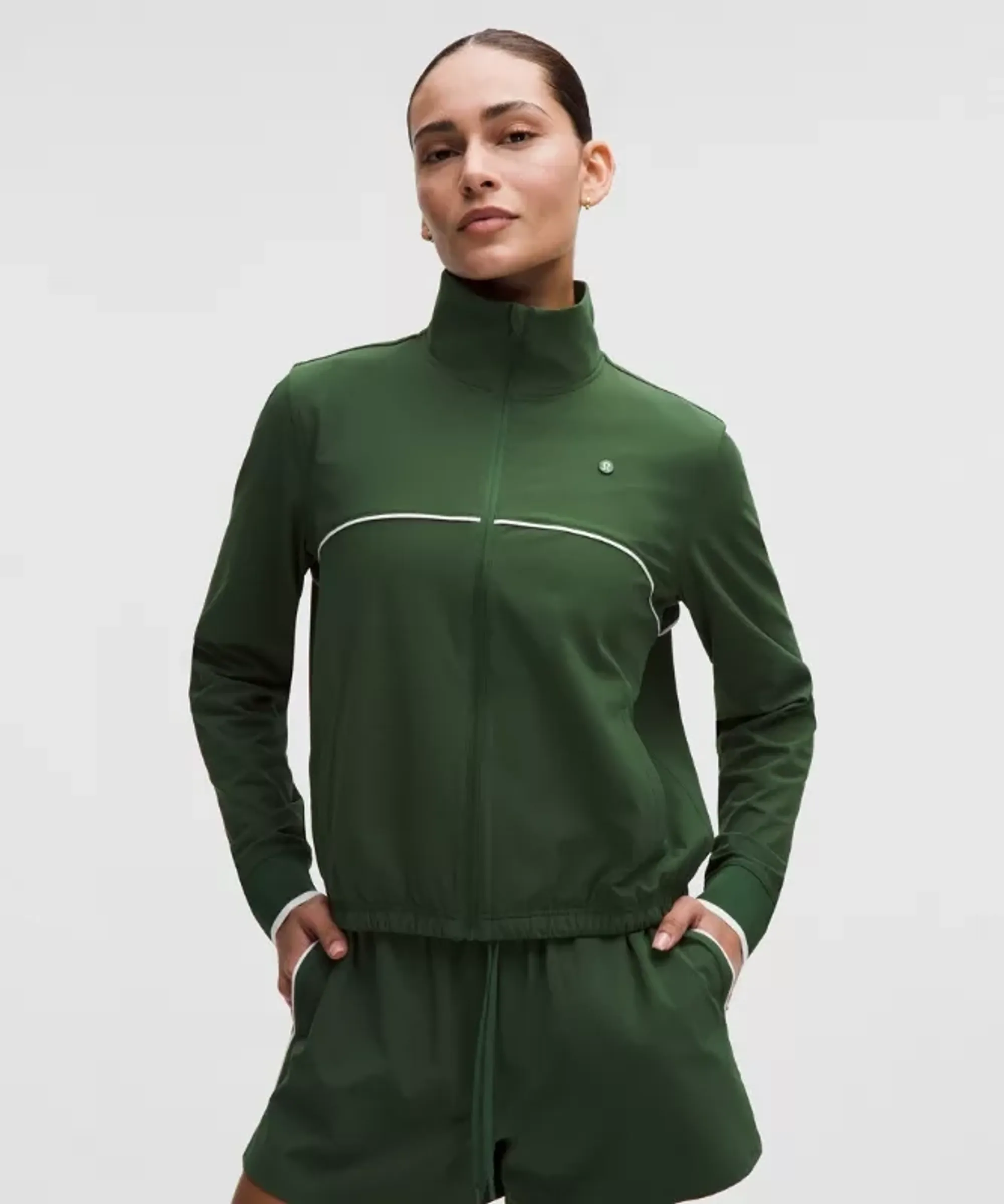 lululemon – Women's Court Rival Tennis Track Jacket – Color White/Green – Size 12