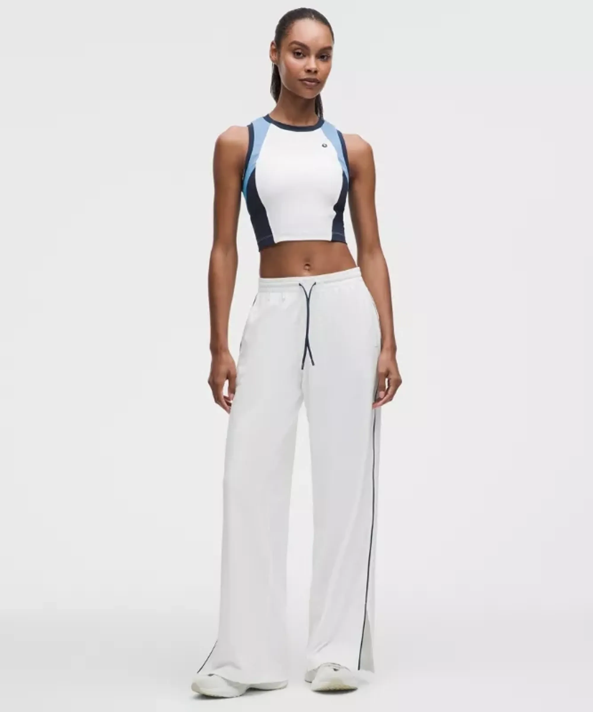 lululemon – Women's Court Rival Wide-Leg Track Pants Regular – Color White/Blue – Size 2