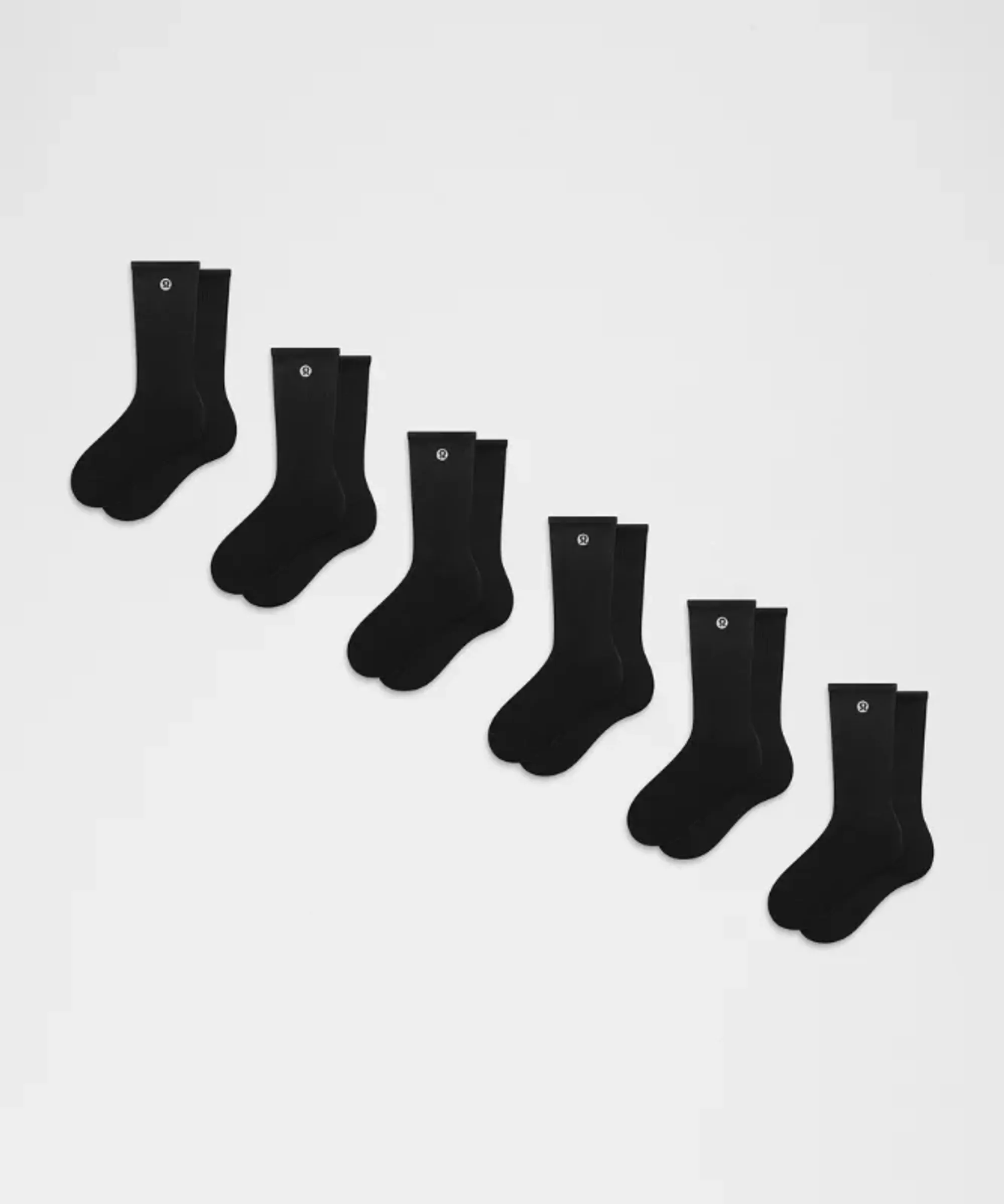 lululemon – Daily Essential Crew Socks 6 Pack – Color Black – Size XL