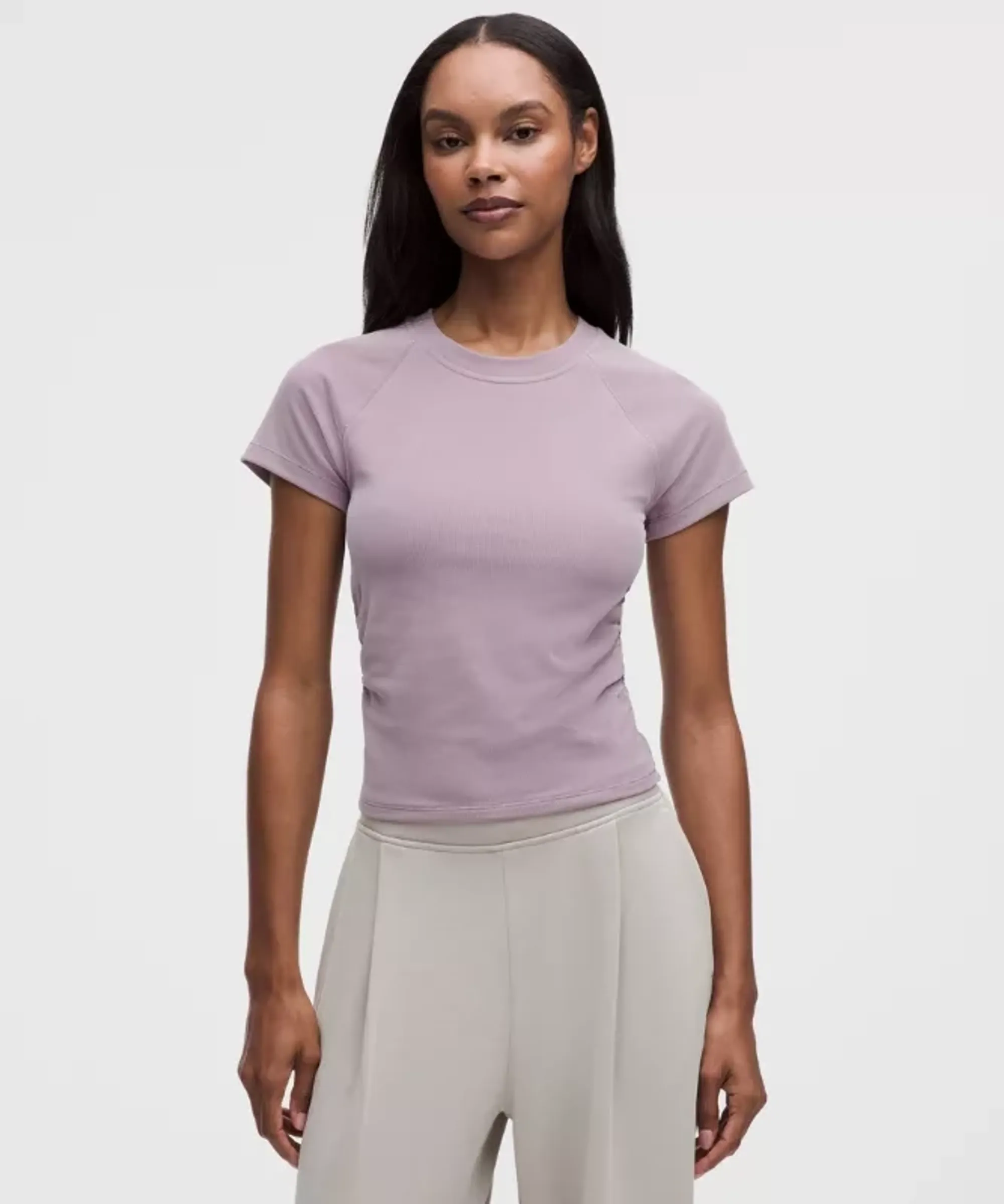lululemon – Women's Micro-Rib Drapey Softstreme Baby Tee – Color Purple/Pastel – Size Large