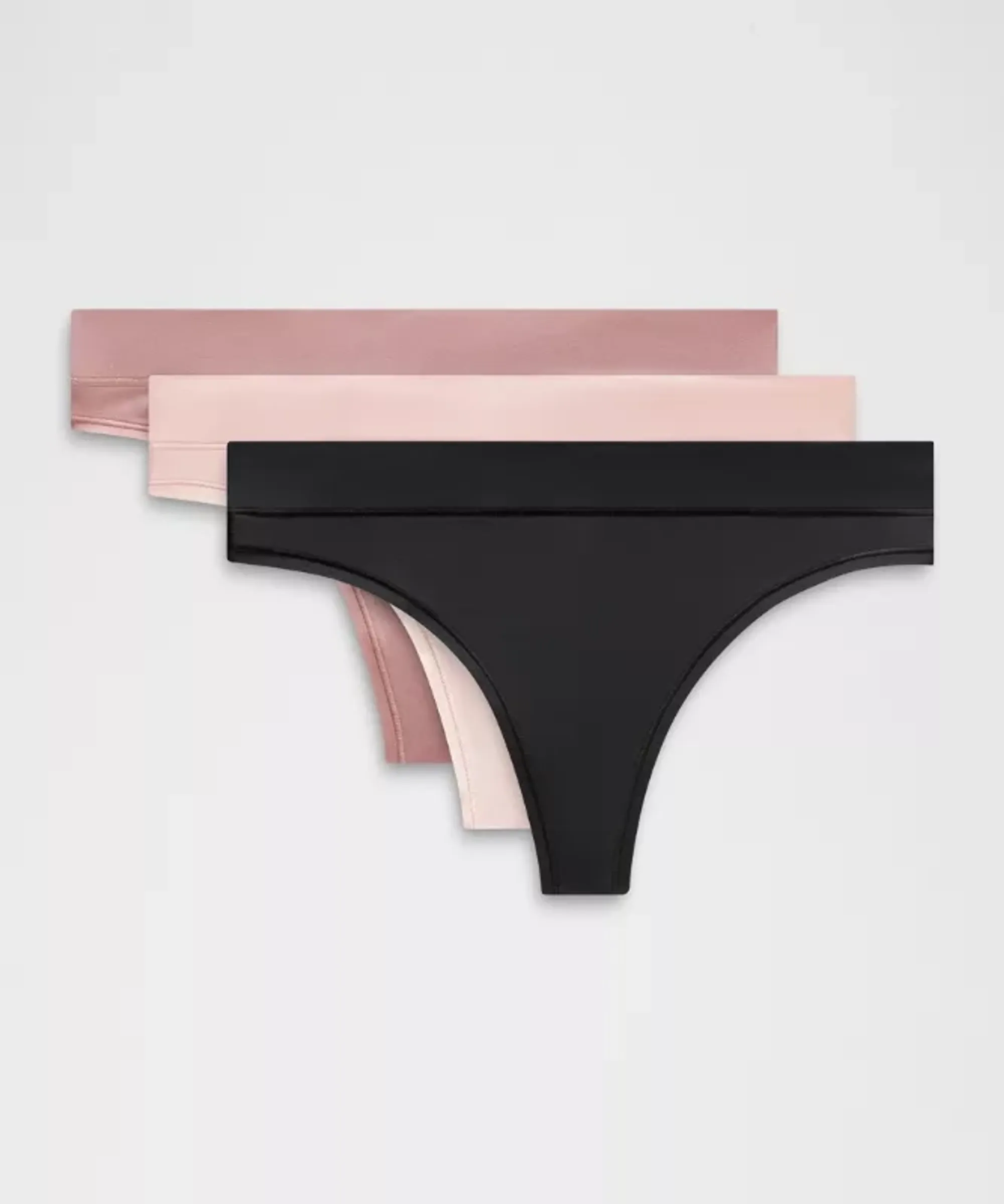 lululemon – Women's UnderEase Mid-Rise Thong Underwear 3 Pack – Color Black/Pink – Size Small