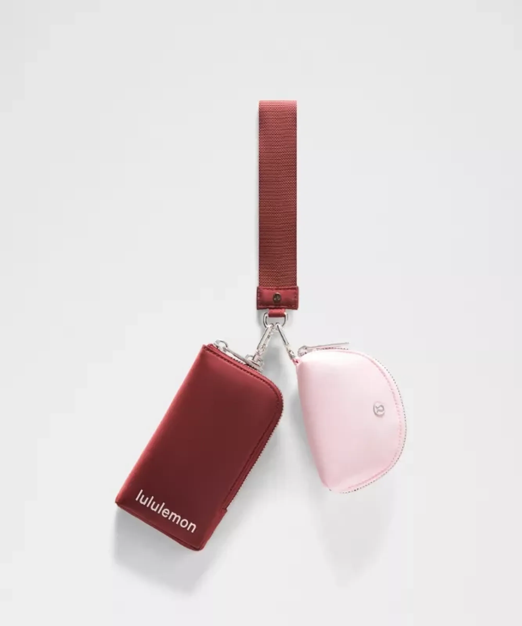 lululemon – Dual Pouch Wristlet Bag Wallet – Color Pink/Silver/Red