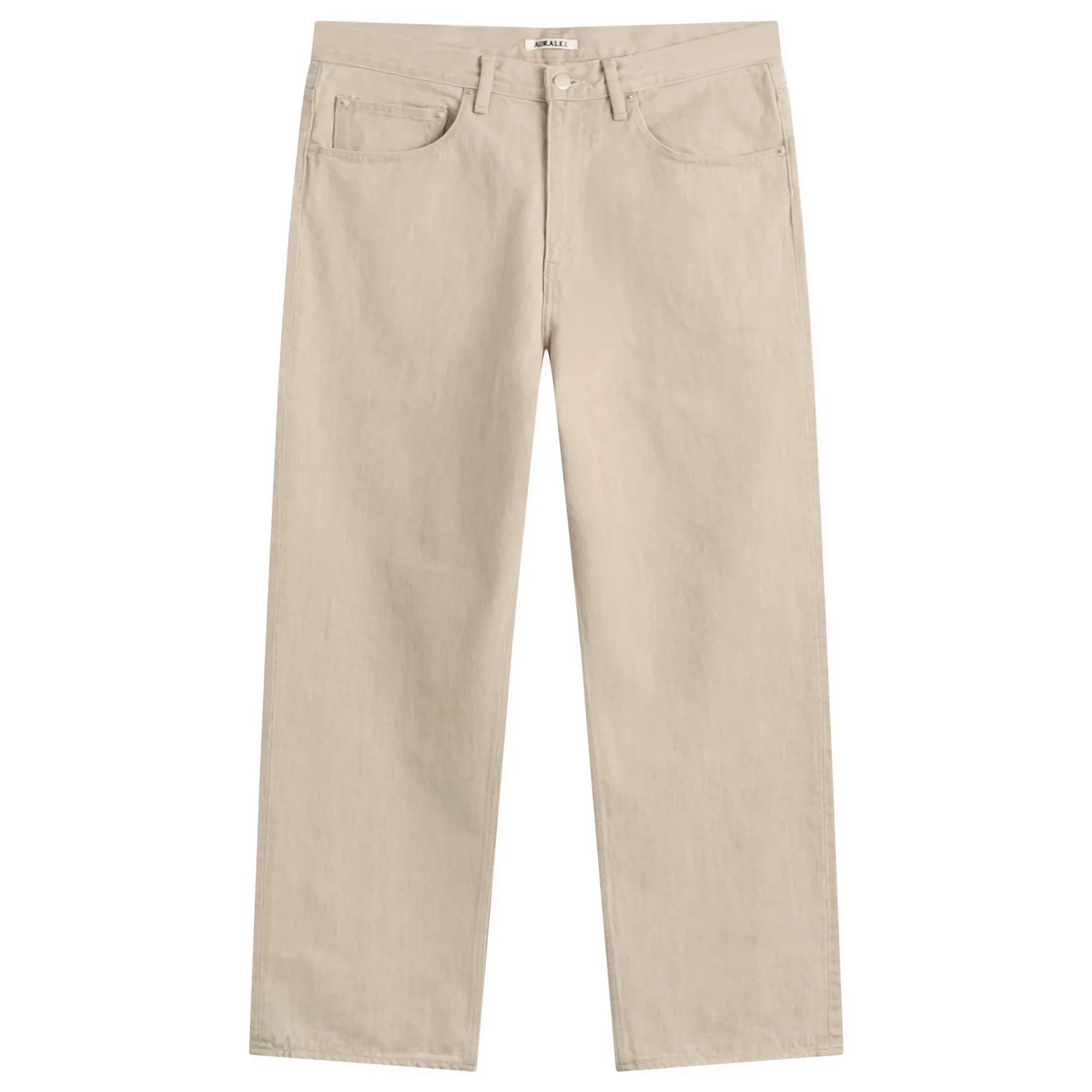 Auralee Men's Faded Hard Twist Denim Wide Pants Light Gray