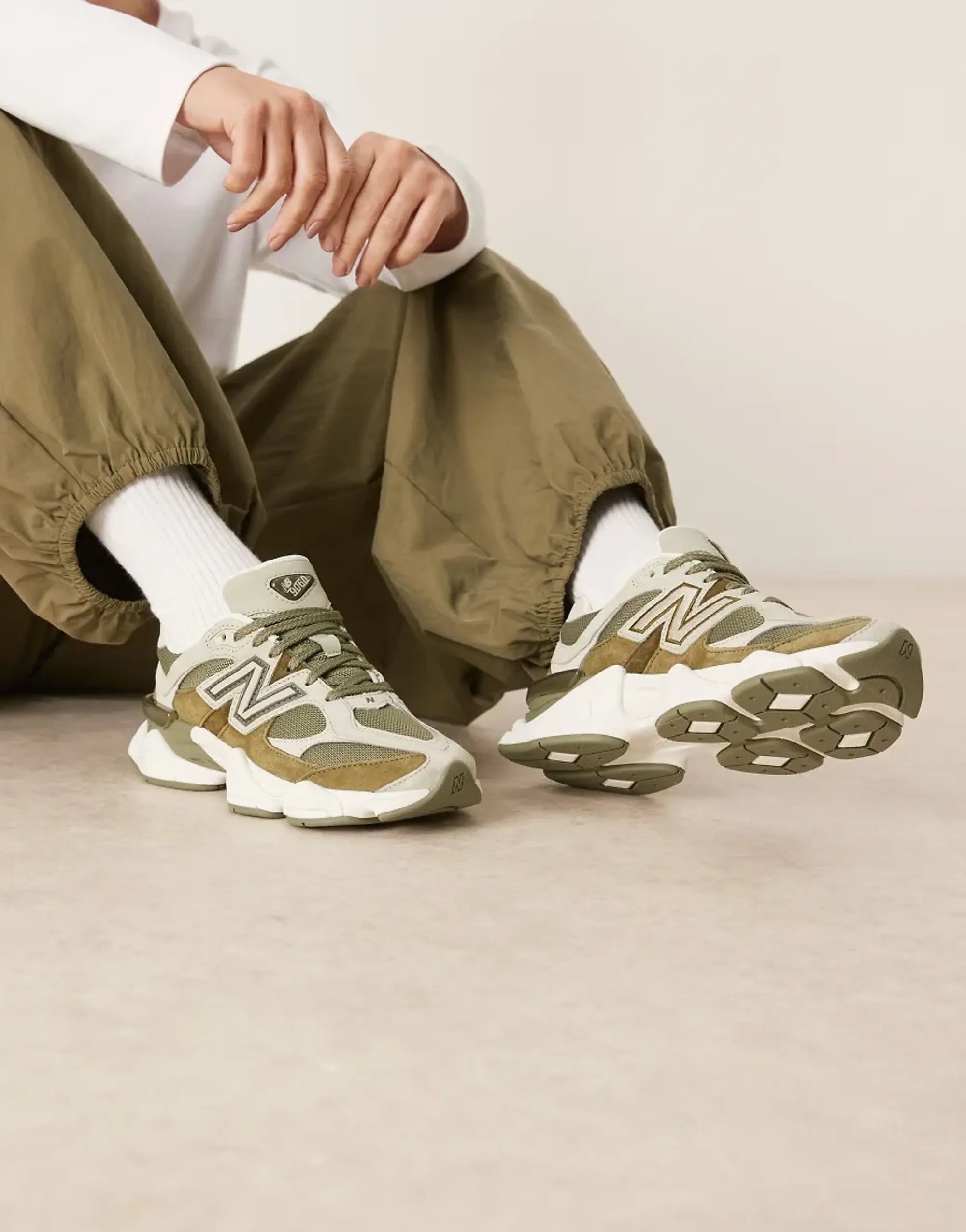 New Balance 9060 Trainers In Khaki-Green