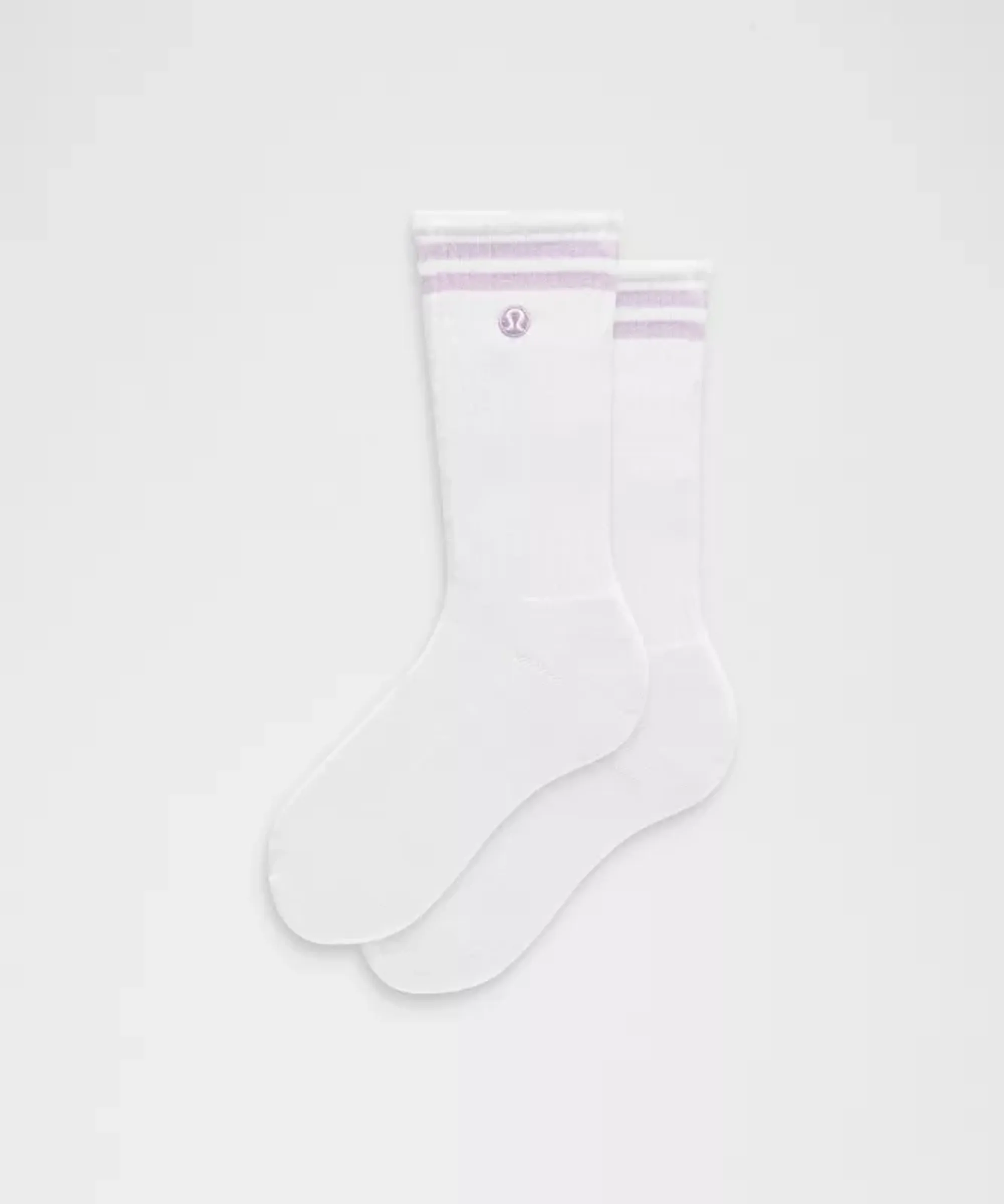 lululemon – Daily Essential Crew Socks Stripe – Color White/Purple – Size Small
