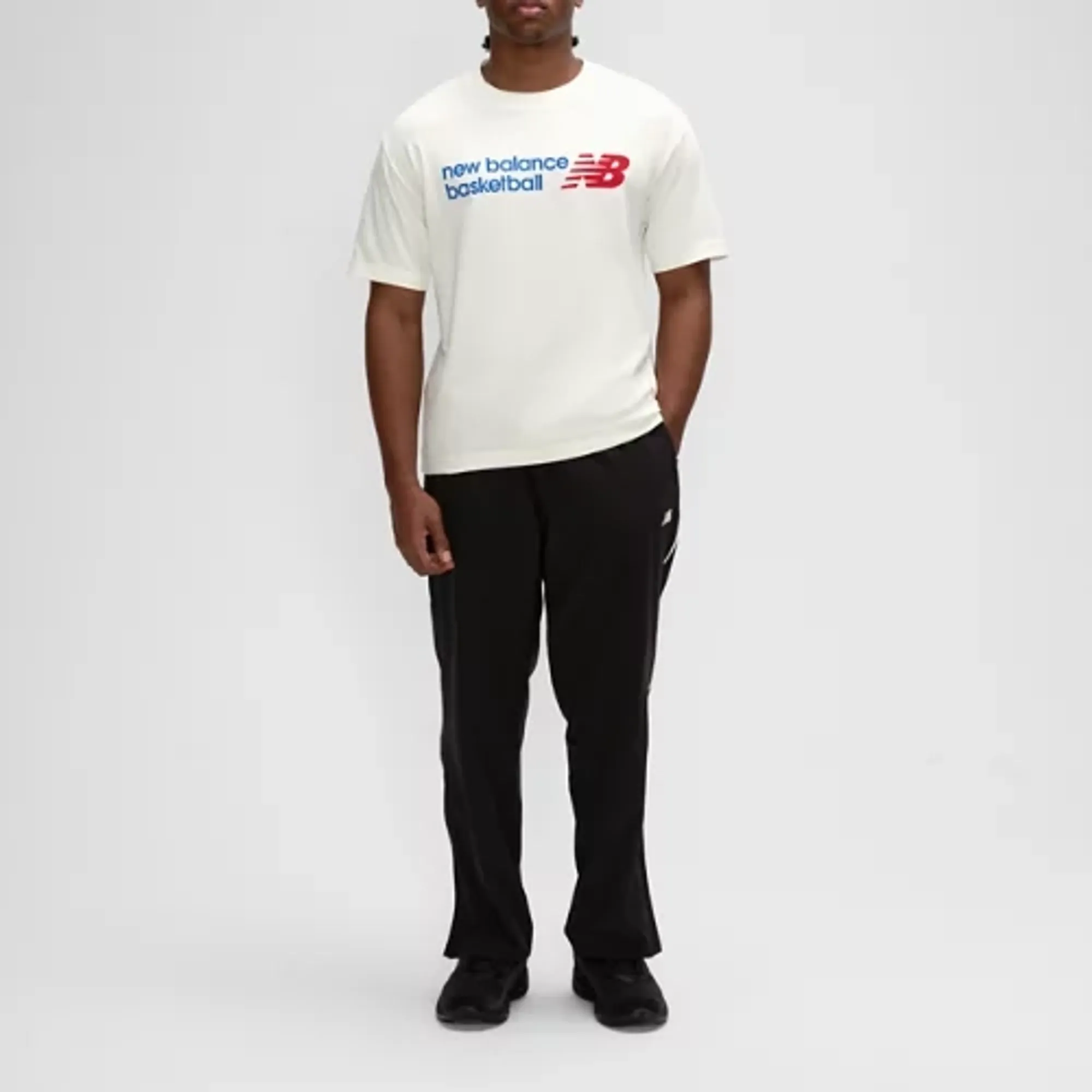New Balance Men's Core Basketball Graphic T-Shirt in White Cotton Jersey