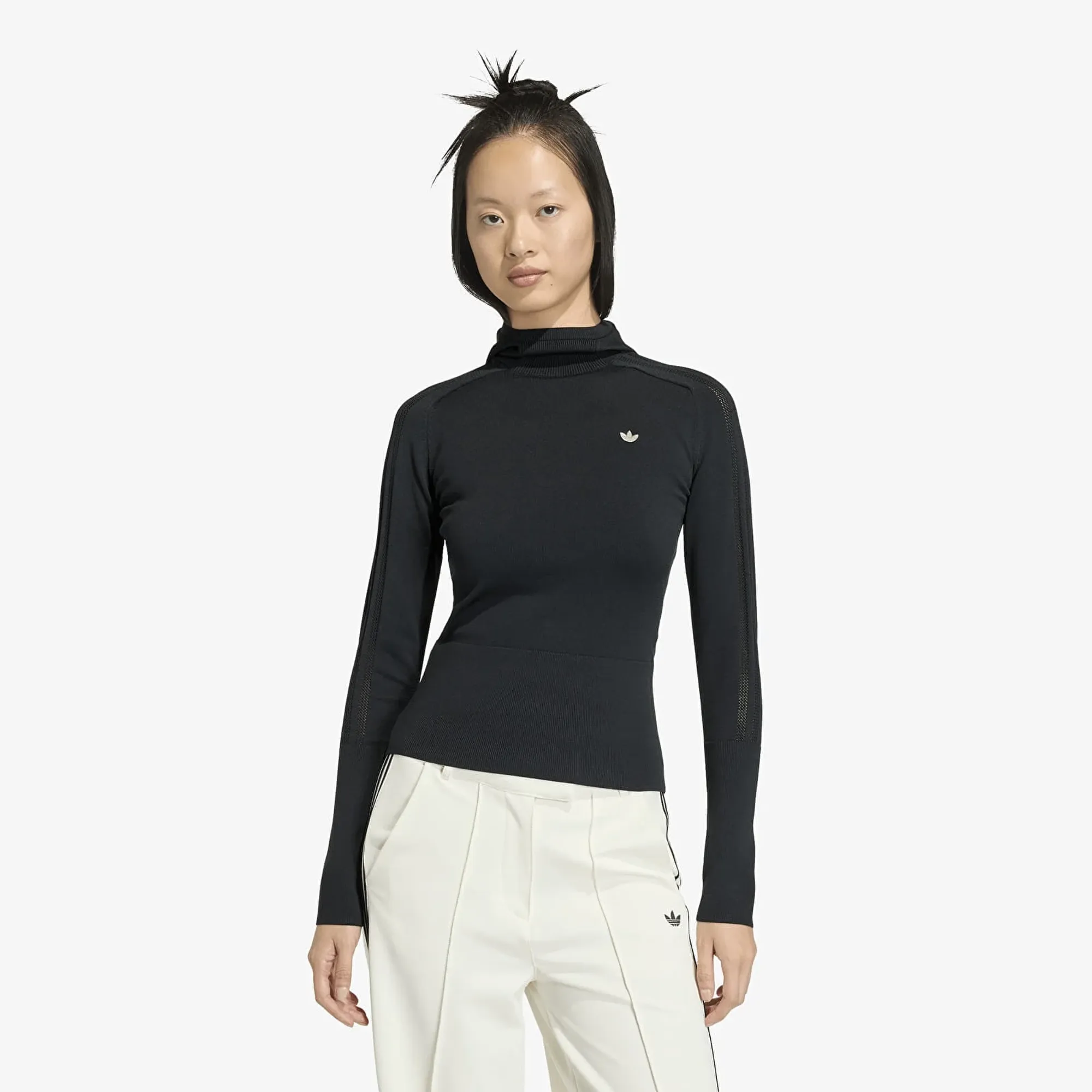 T-Shirt Adidas Knitted Hooded Long Sleeve Black Xs