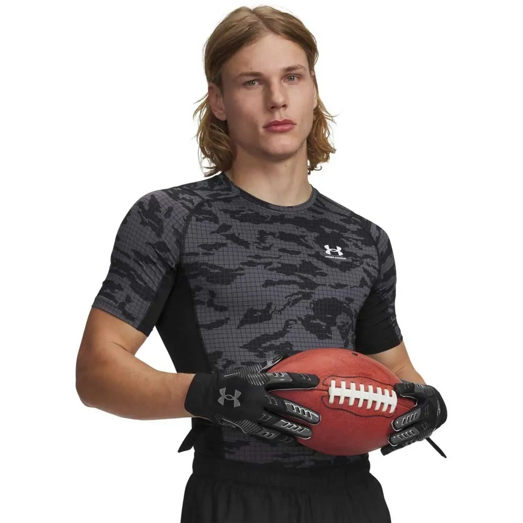 Under Armour HeatGear® Printed Men's Short Sleeve Black / Castlerock / White L
