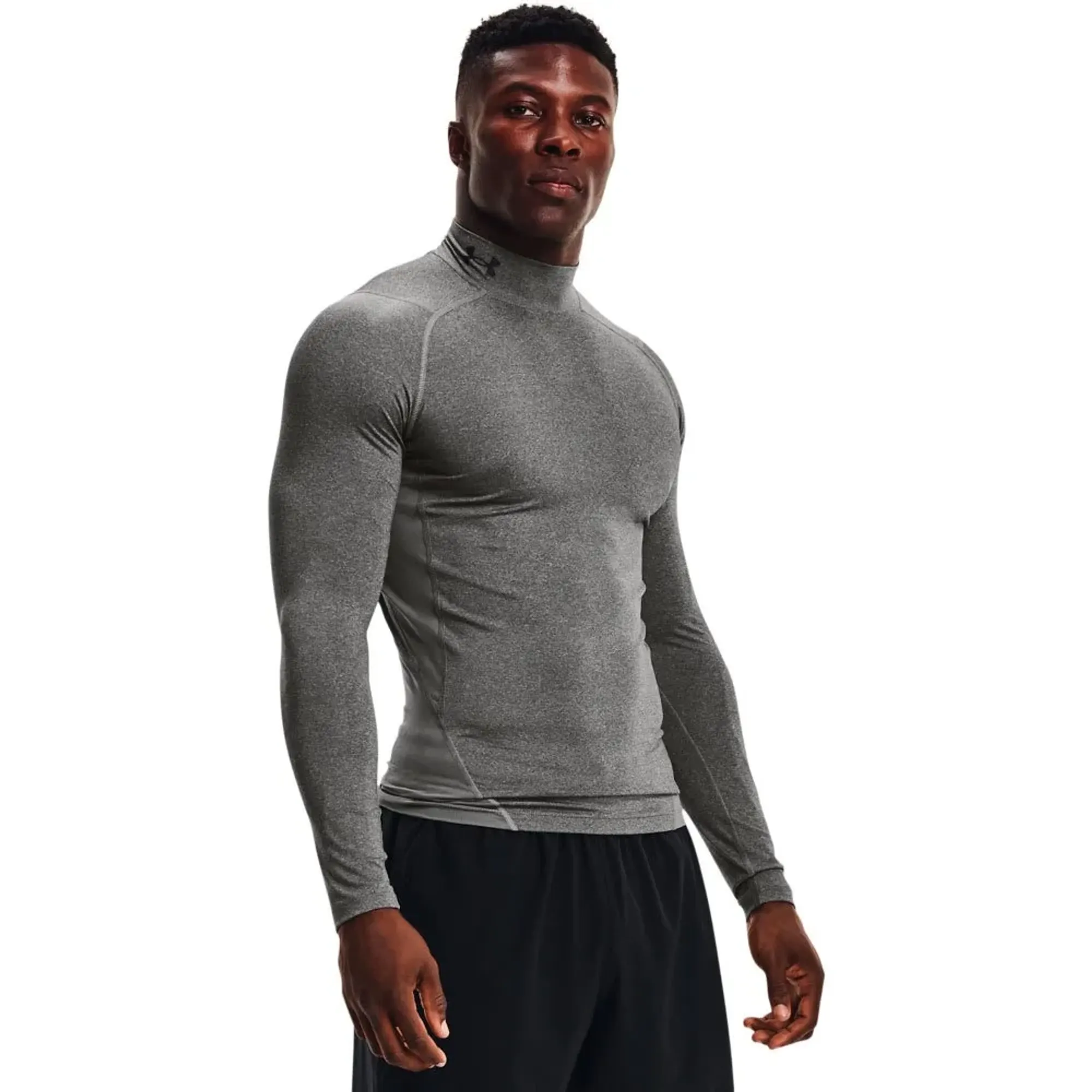Under Armour HeatGear® Men's Compression Mock Long Sleeve Carbon Heather / Black 3XL