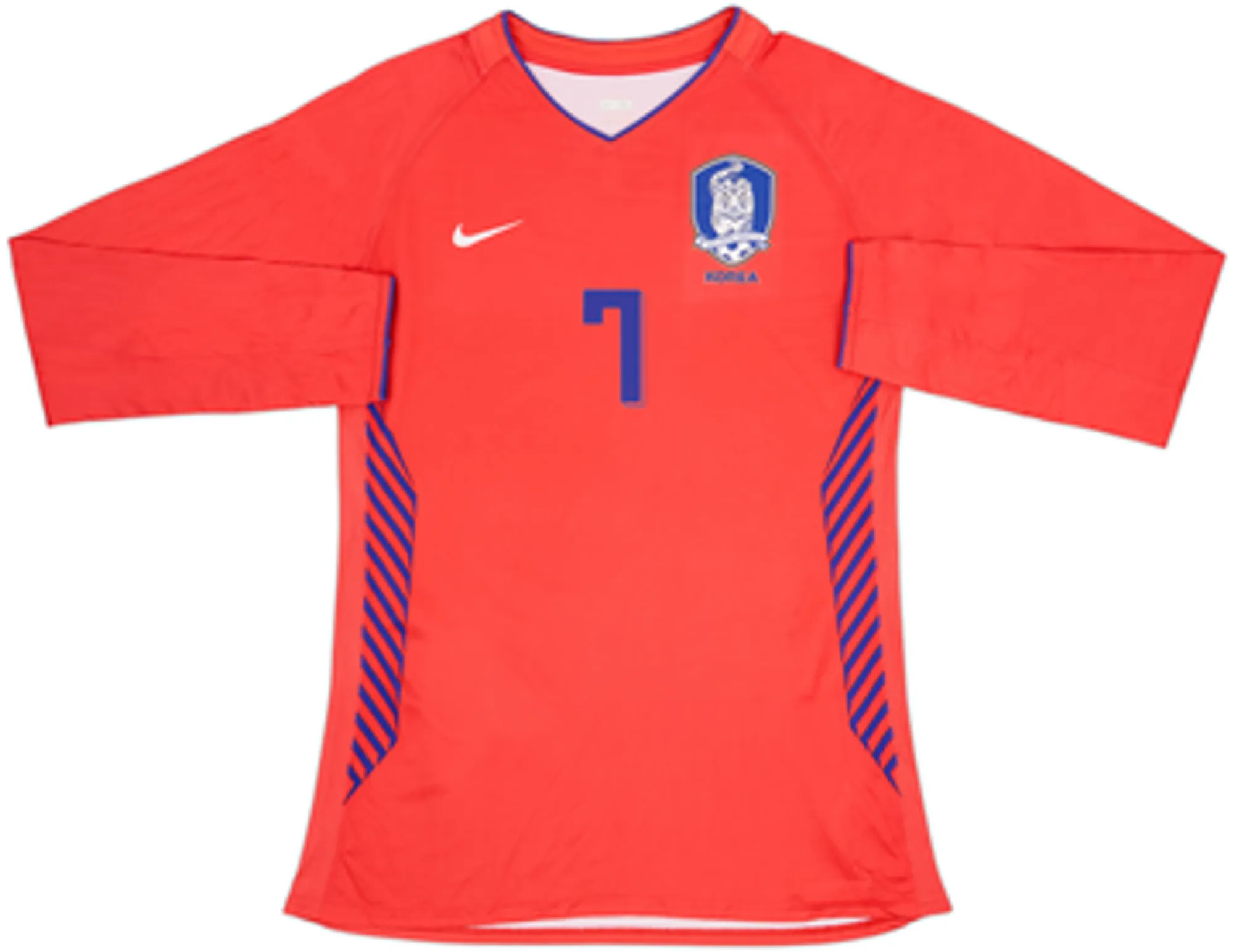 2006-08 South Korea Home L/S Shirt Ji Sung #7 - 9/10 - (XL)