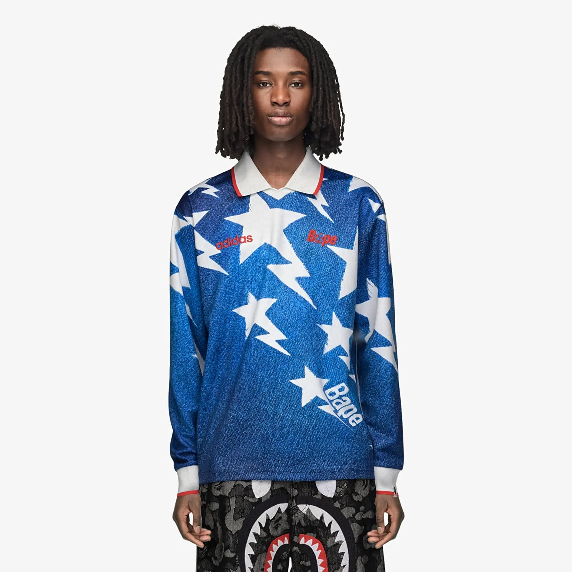 T-Shirt Adidas Lsl Star Jersey Bape Medium Blue Denim L