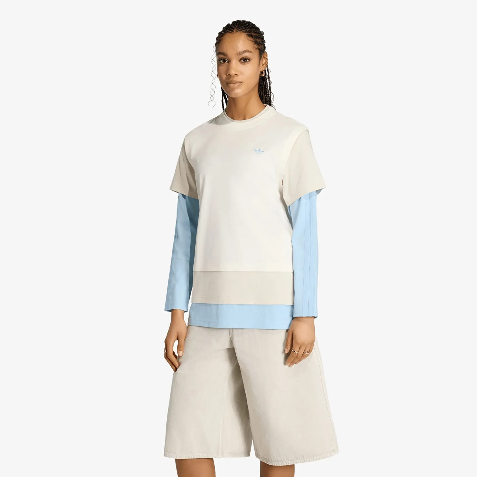 T-Shirt Adidas Loose Layered Long Sleeve T-Shirt Off White L