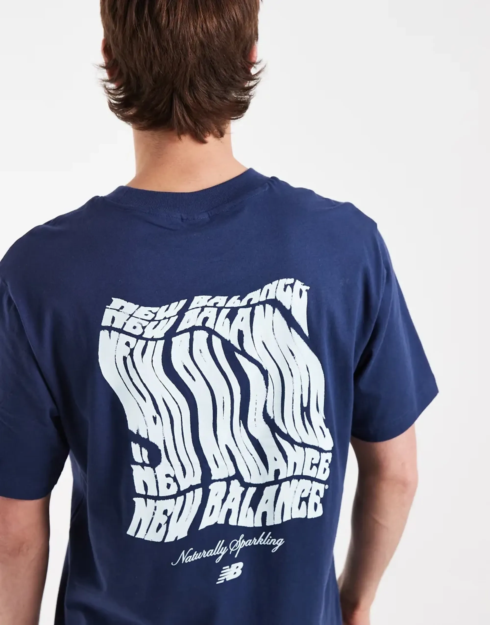 New Balance Wavey T-Shirt In White-Navy