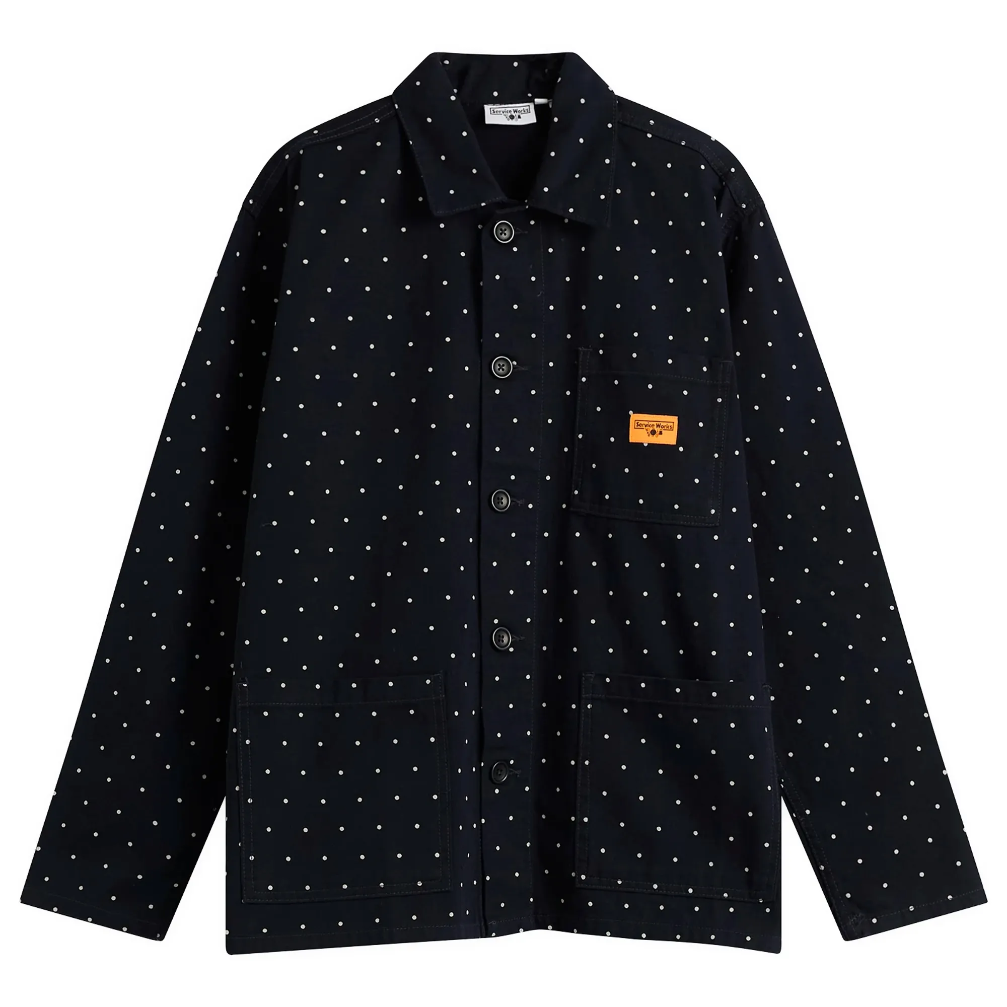 Service Works Men's Polka Dot Chore Shirt Jacket Navy